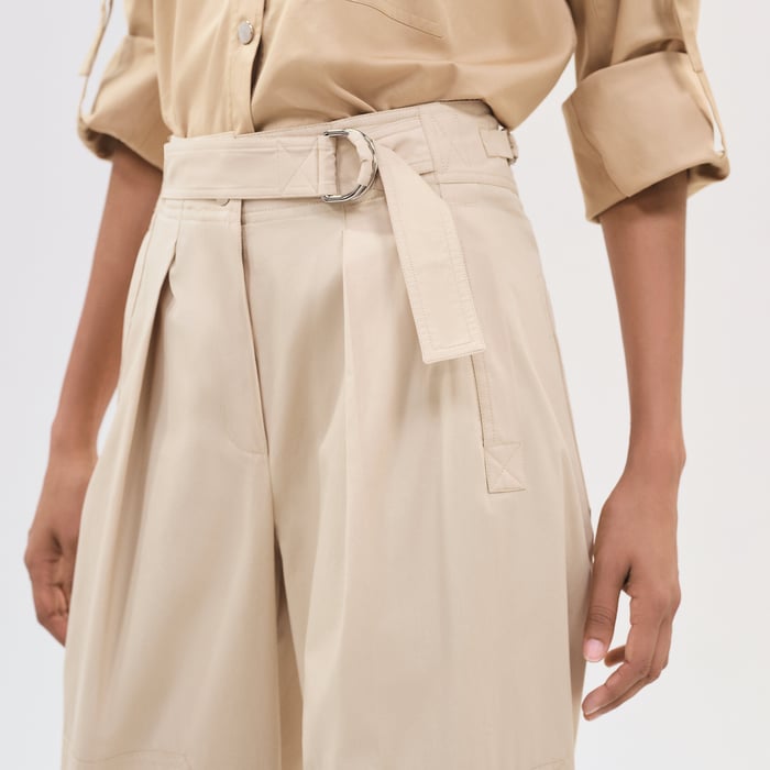 Beige Pyrite High-waisted Chino Pants