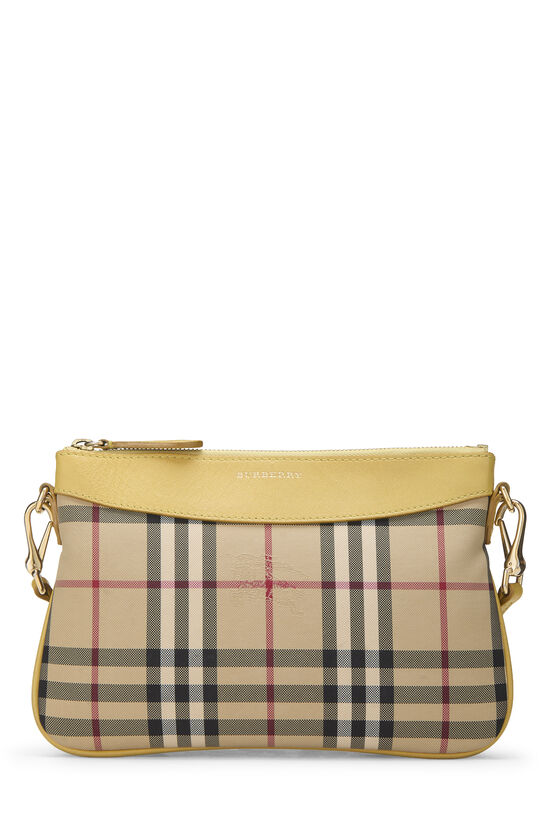 Burberry Yellow Haymarket Check Canvas Peyton Convertible Clutch