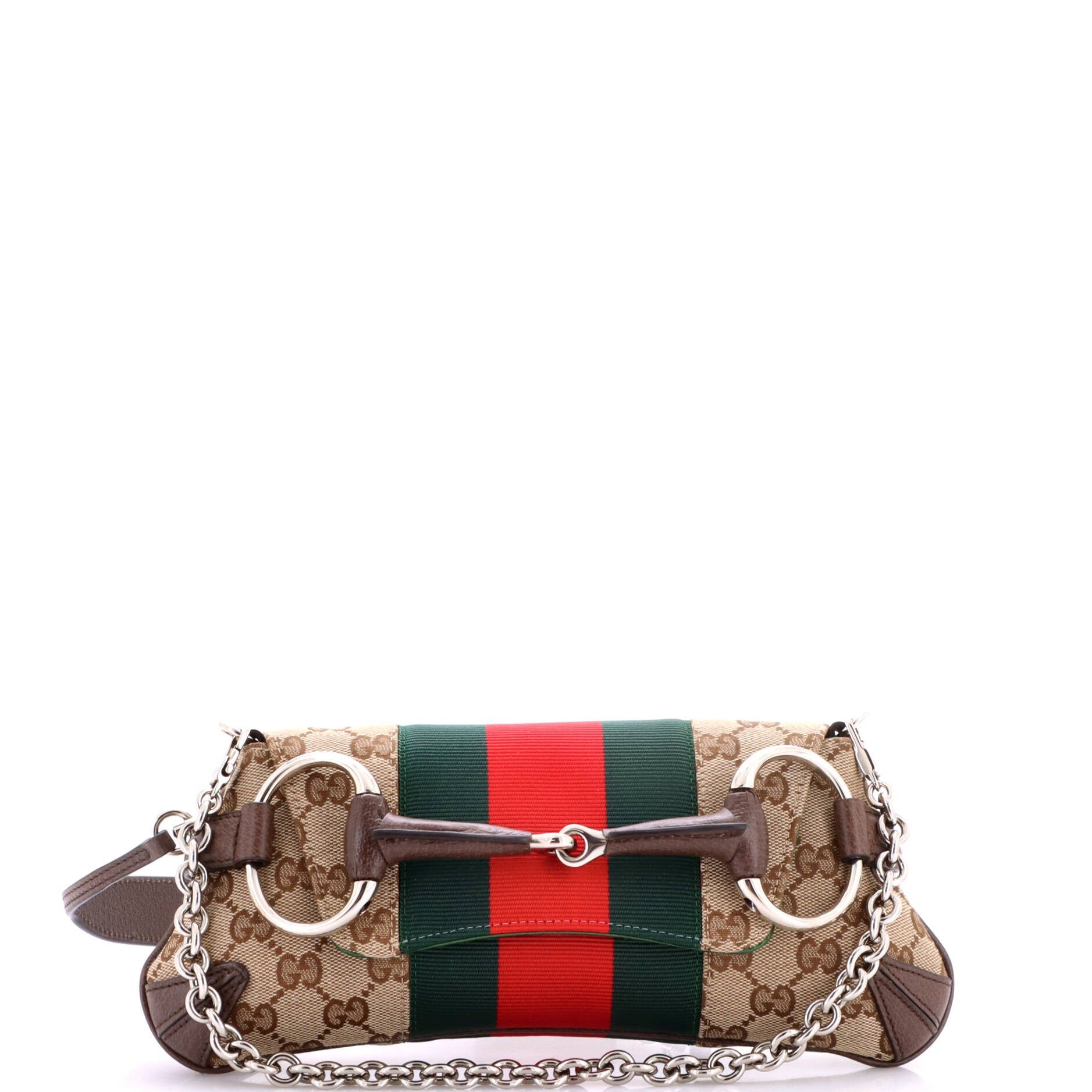 Horsebit NM Web Chain Clutch GG Canvas Small