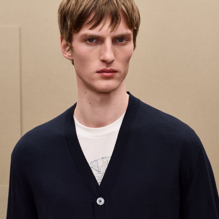Marine "Detail H" Buttoned Cardigan