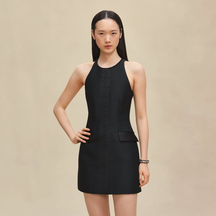 Noir Embroidered Short Dress