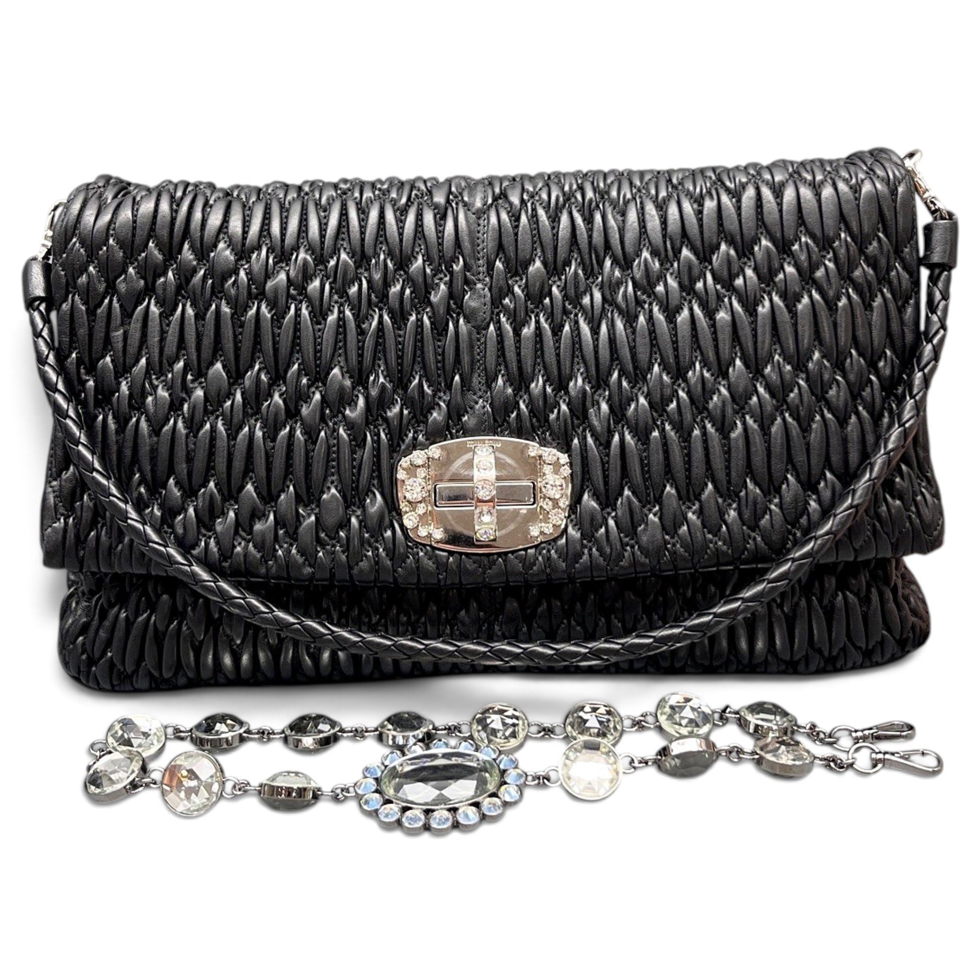 Miu Crystal leather handbag