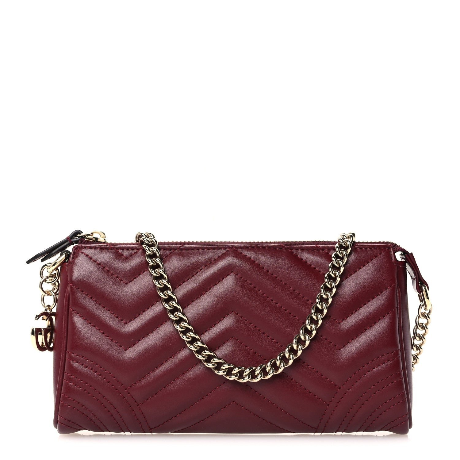 Gucci Nappa Chevron Matelasse GG Marmont Small Shoulder Bag Rosso Ancora