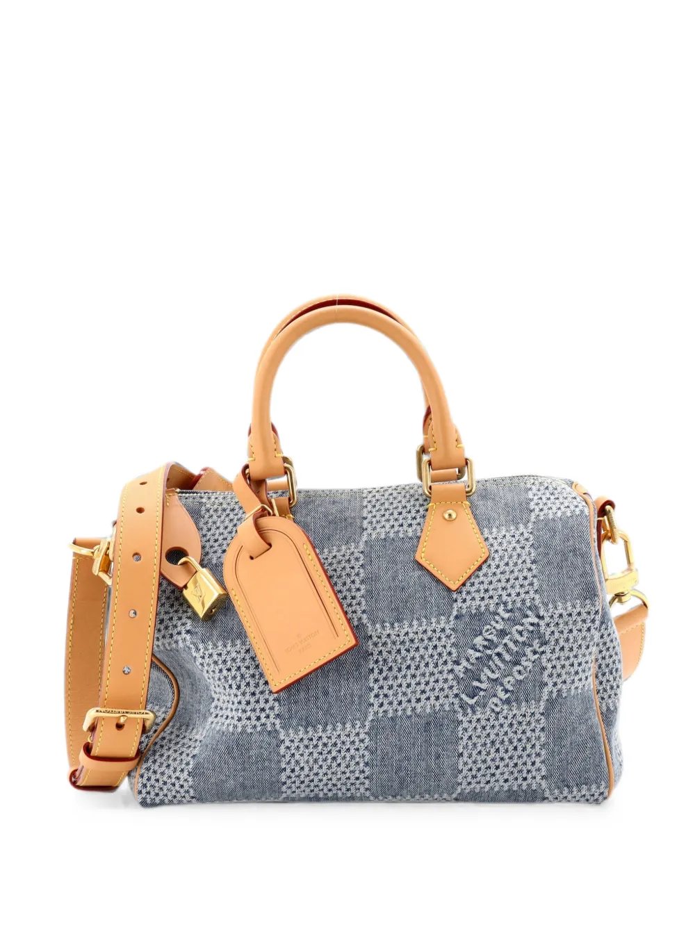 Speedy Bandouliere Bag 3D Damier Giant Denim 25 satchel