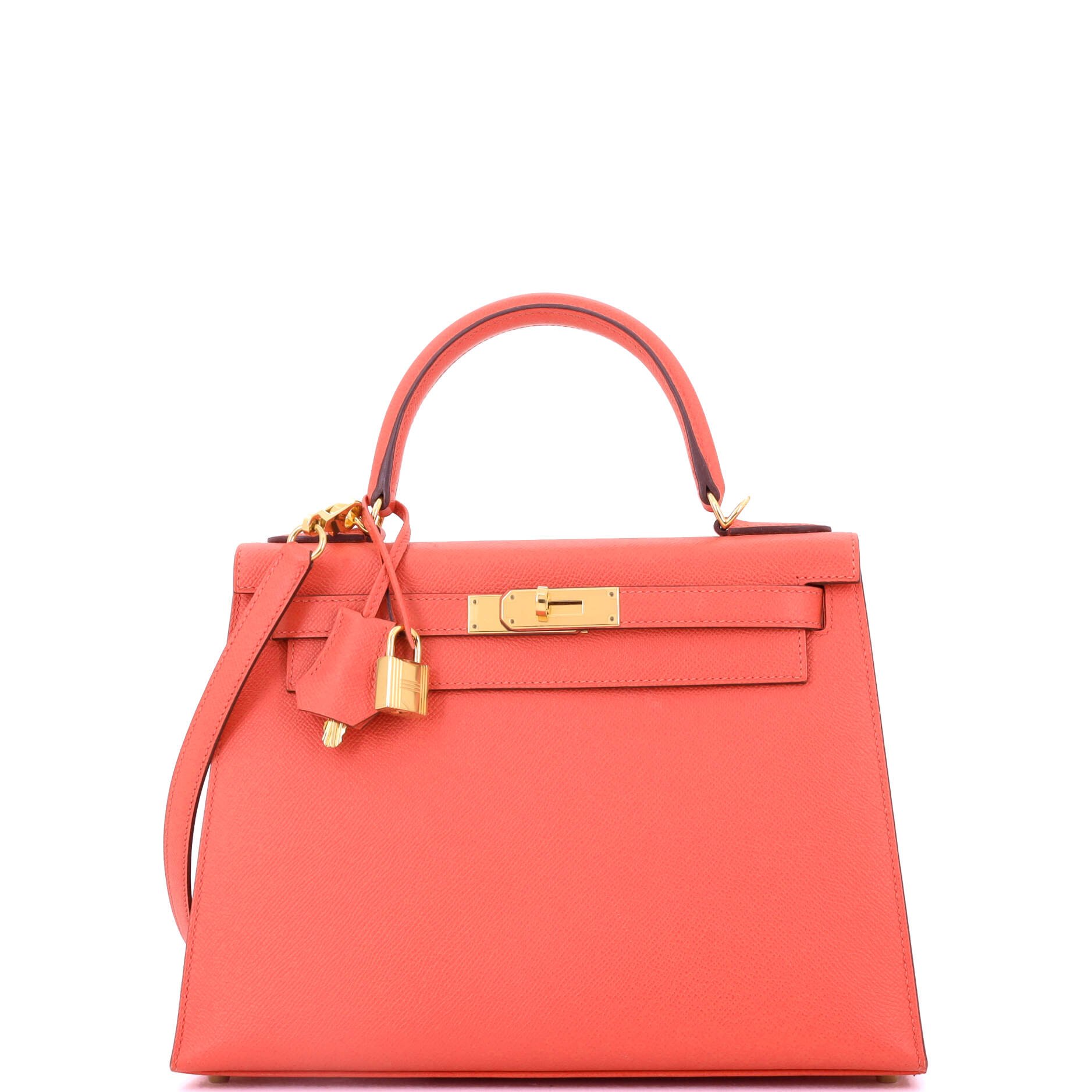 Hermes Kelly Handbag Rouge Pivoine Epsom with Gold Hardware 28