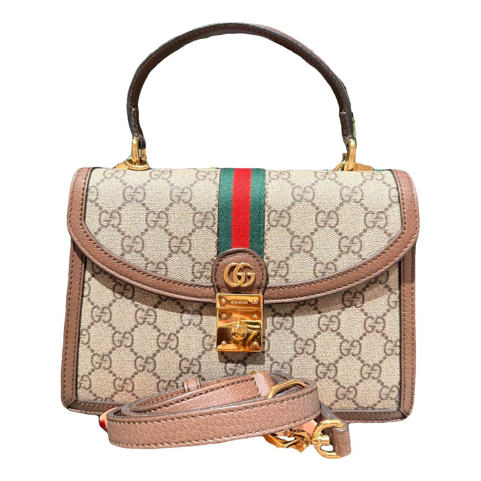 Ophidia Flap Top Handle leather handbag
