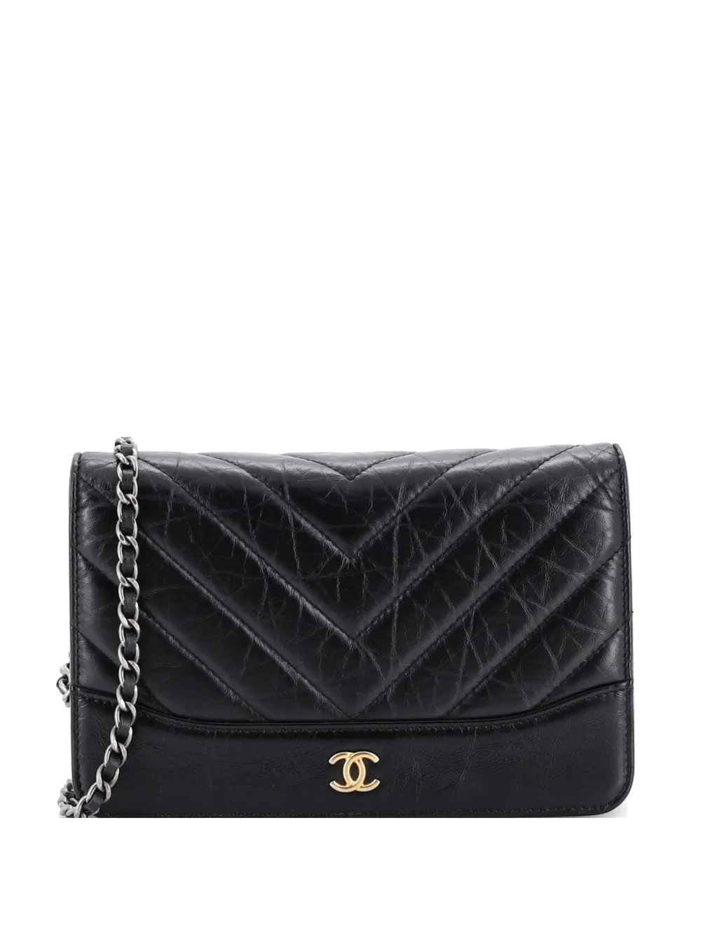 Gabrielle Wallet on Chain Chevron Aged Calfskin crossbody bag