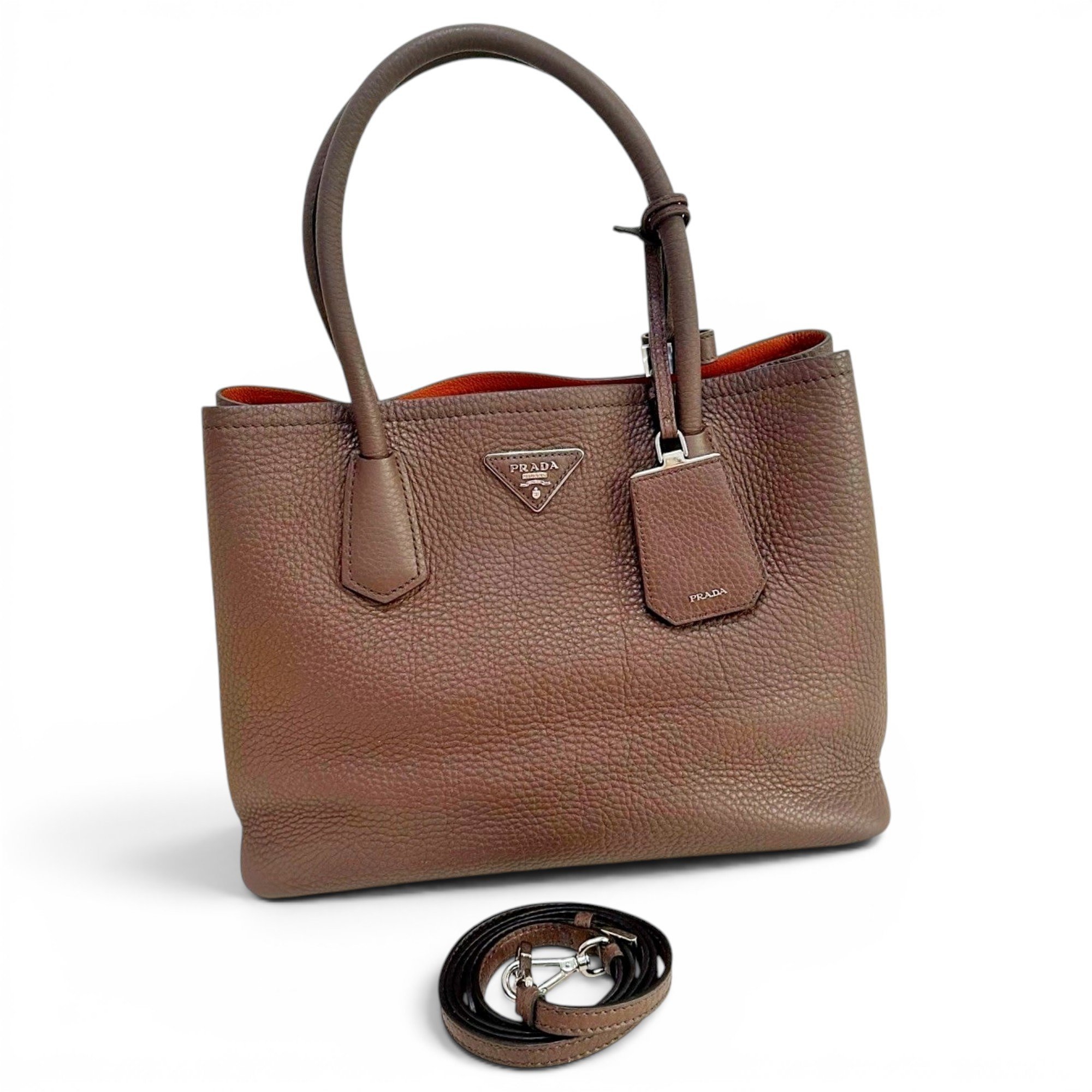 Double leather handbag