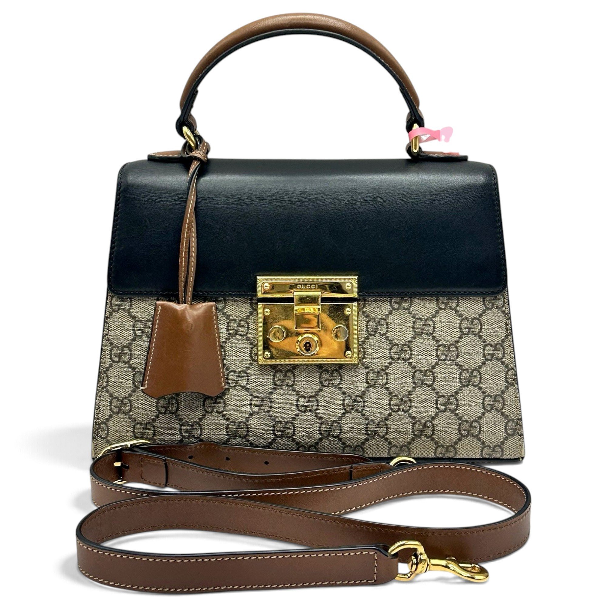 Padlock leather handbag