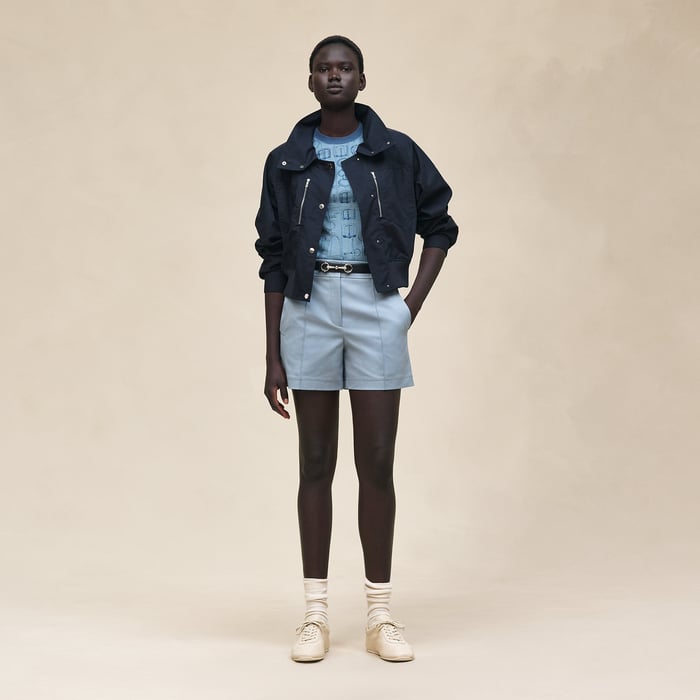 Bleu Adriatique Double Cotton Twill Shorts
