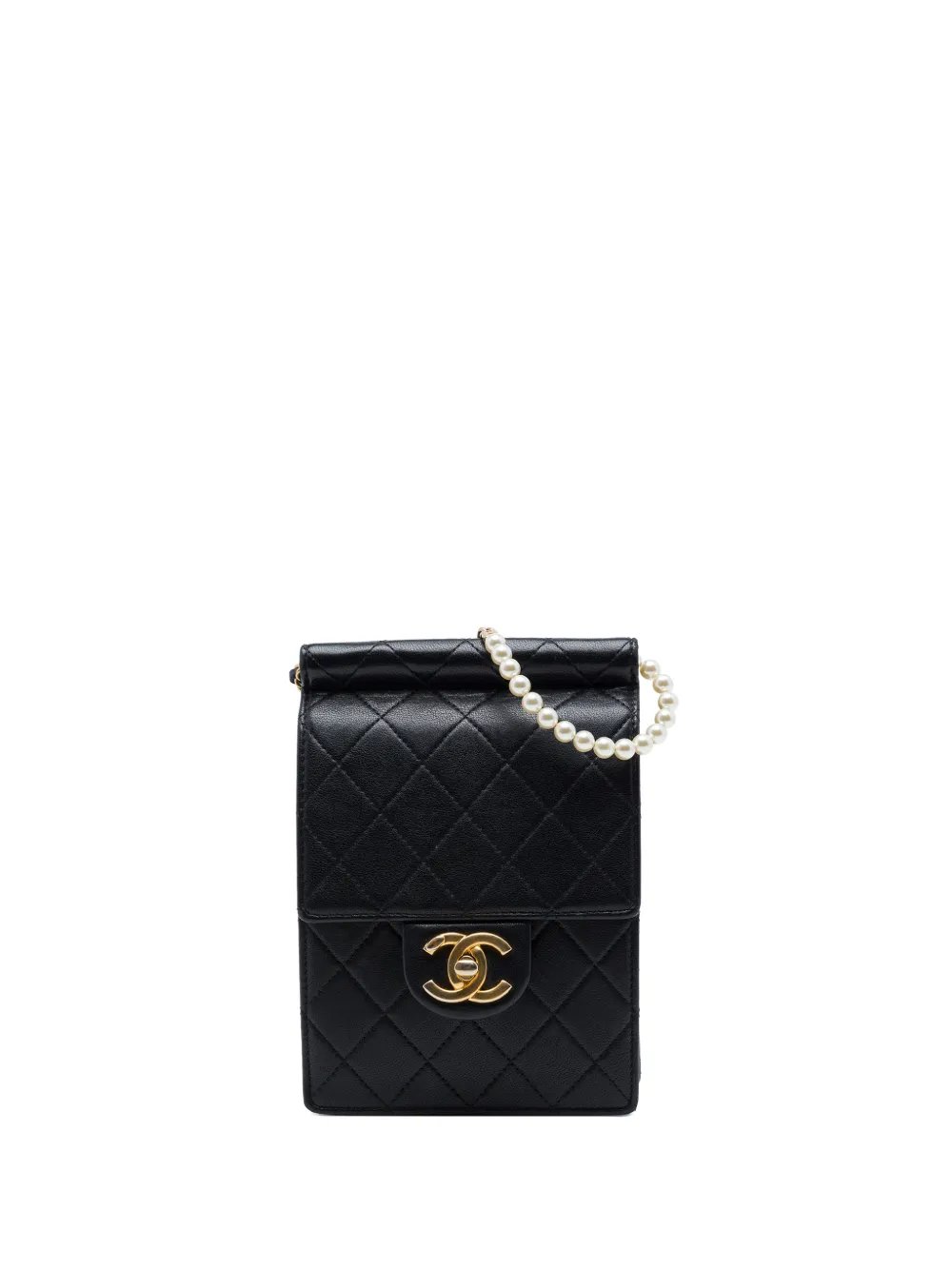 2019 Quilted Lambskin Vertical Chic Pearls Flap crossbody bag