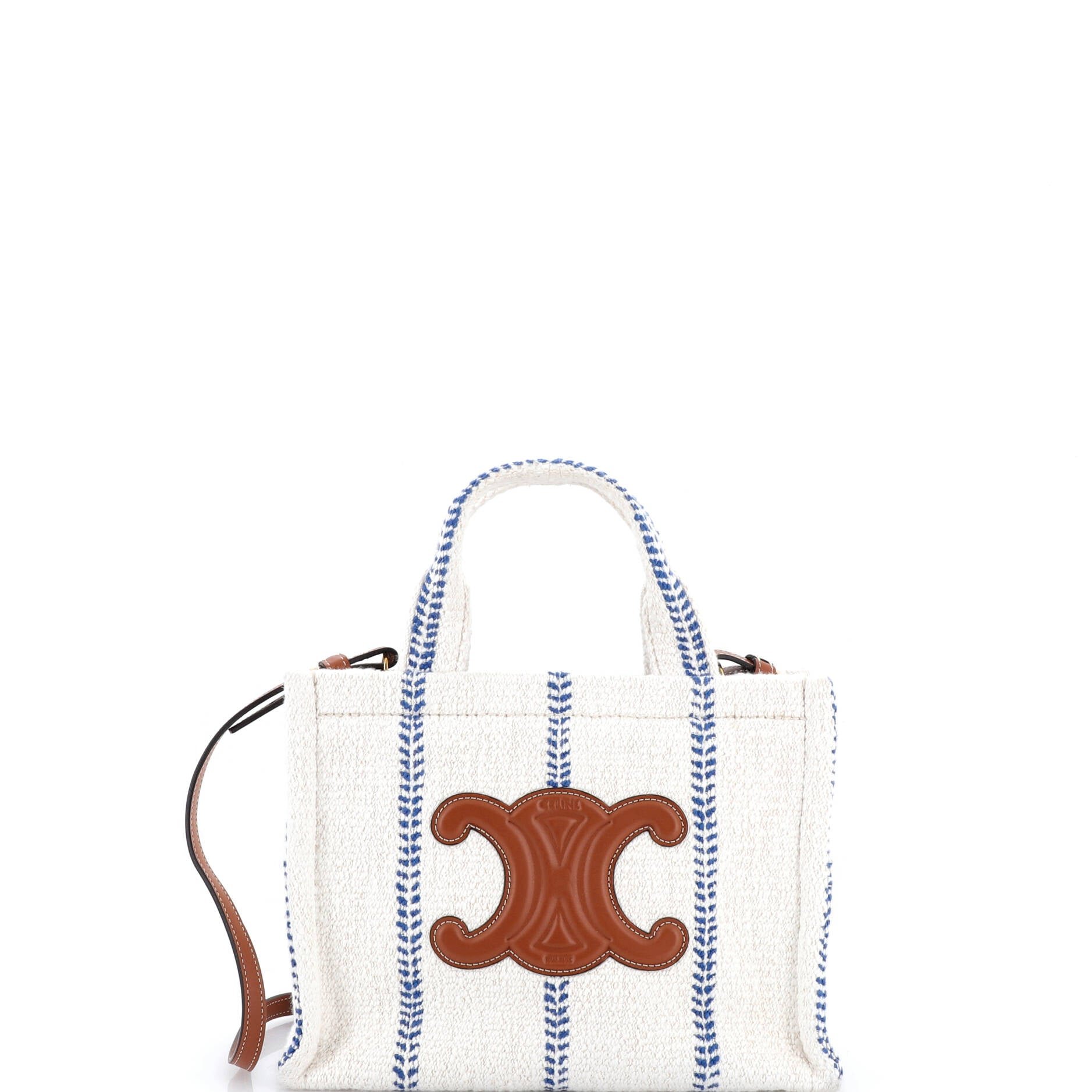 Celine Cabas Thais Tote Triomphe Striped Textile Small