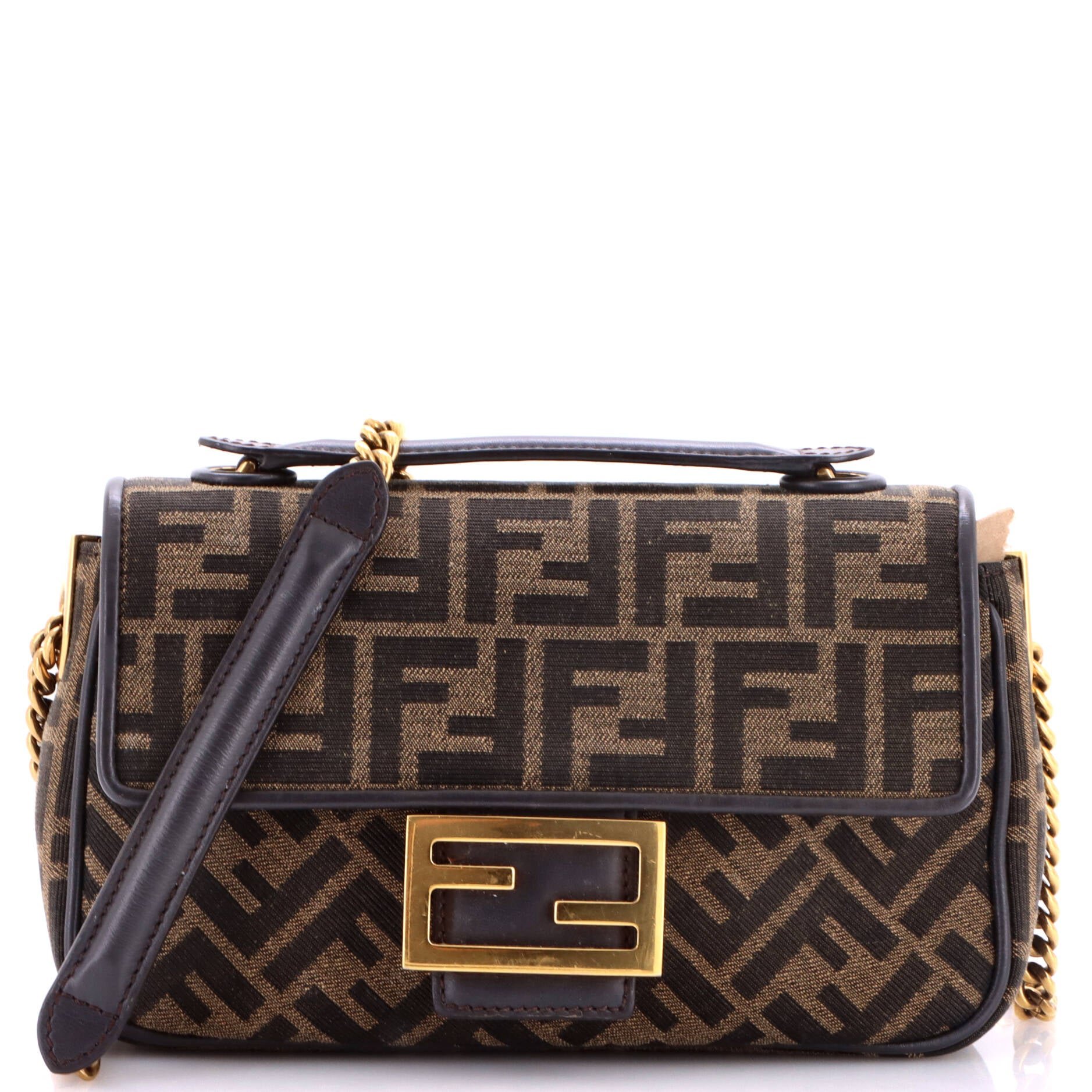 Midi Baguette Chain Bag Zucca Canvas Medium