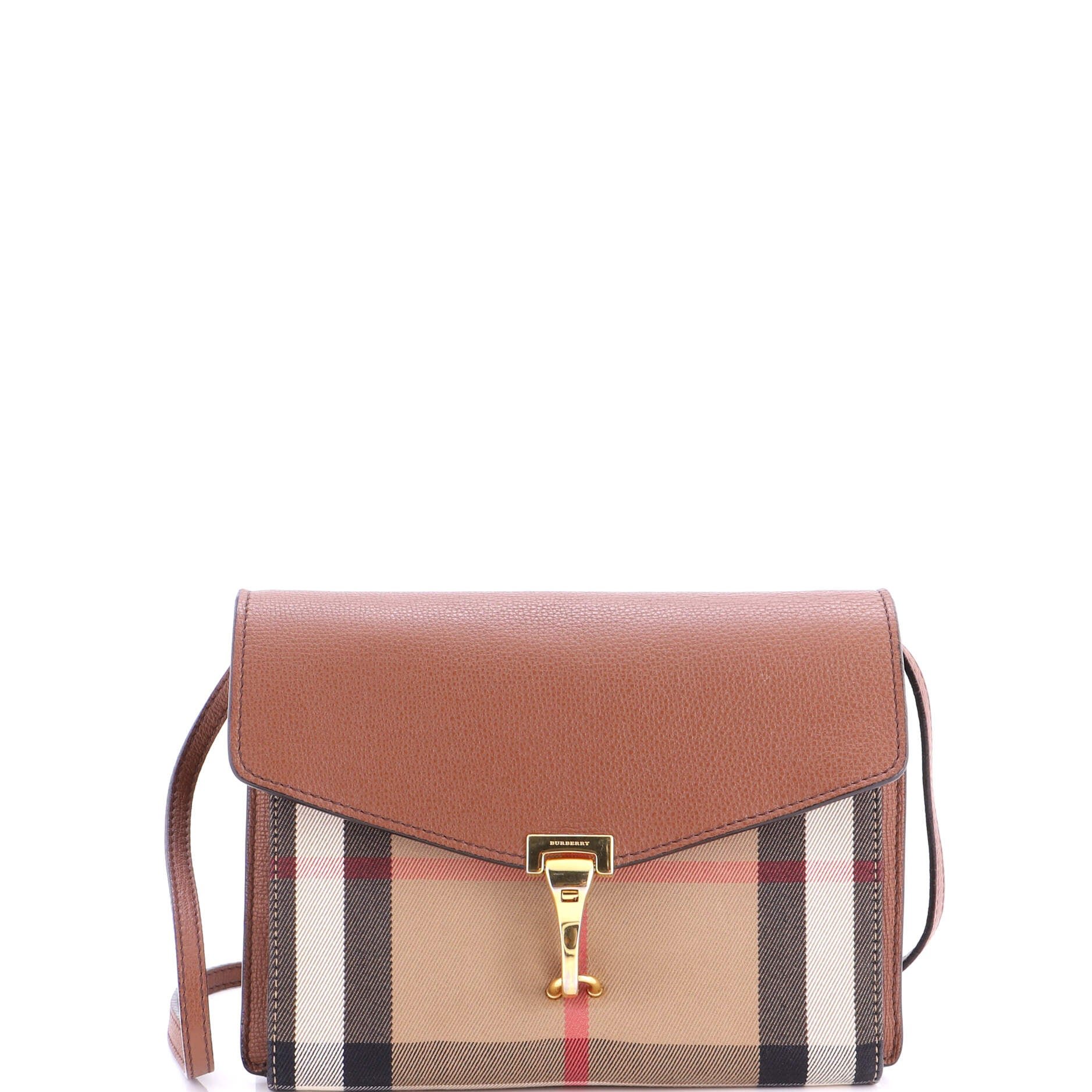 Macken Crossbody Bag Leather and House Check Canvas Baby
