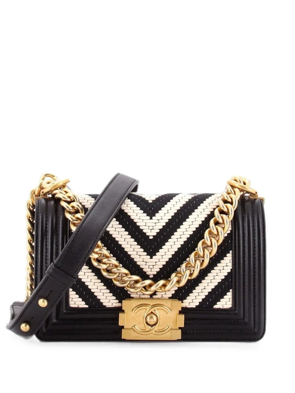 Boy Flap Bag Braided Chevron Cording and Calfskin Small shoulder bag