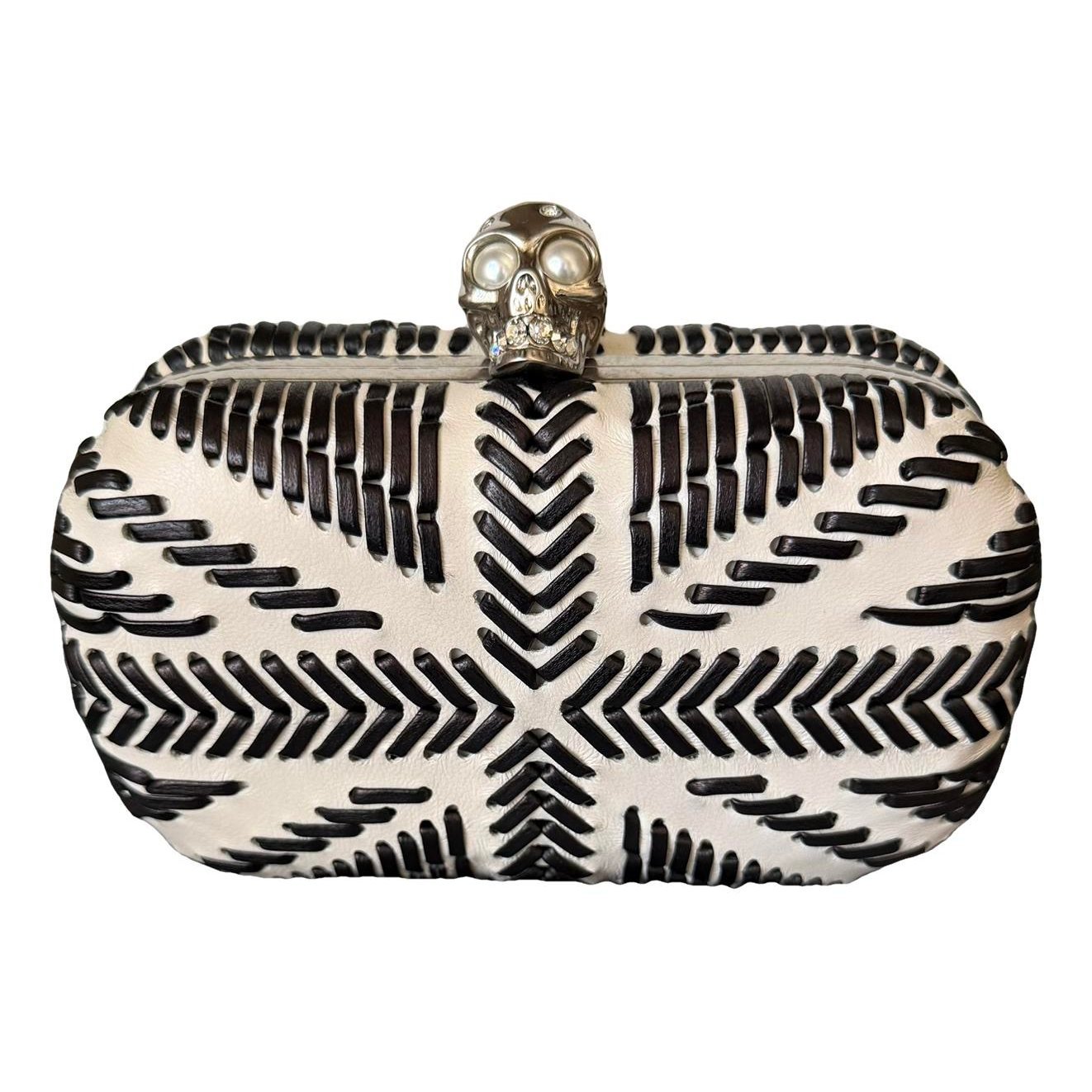 Skull leather clutch bag