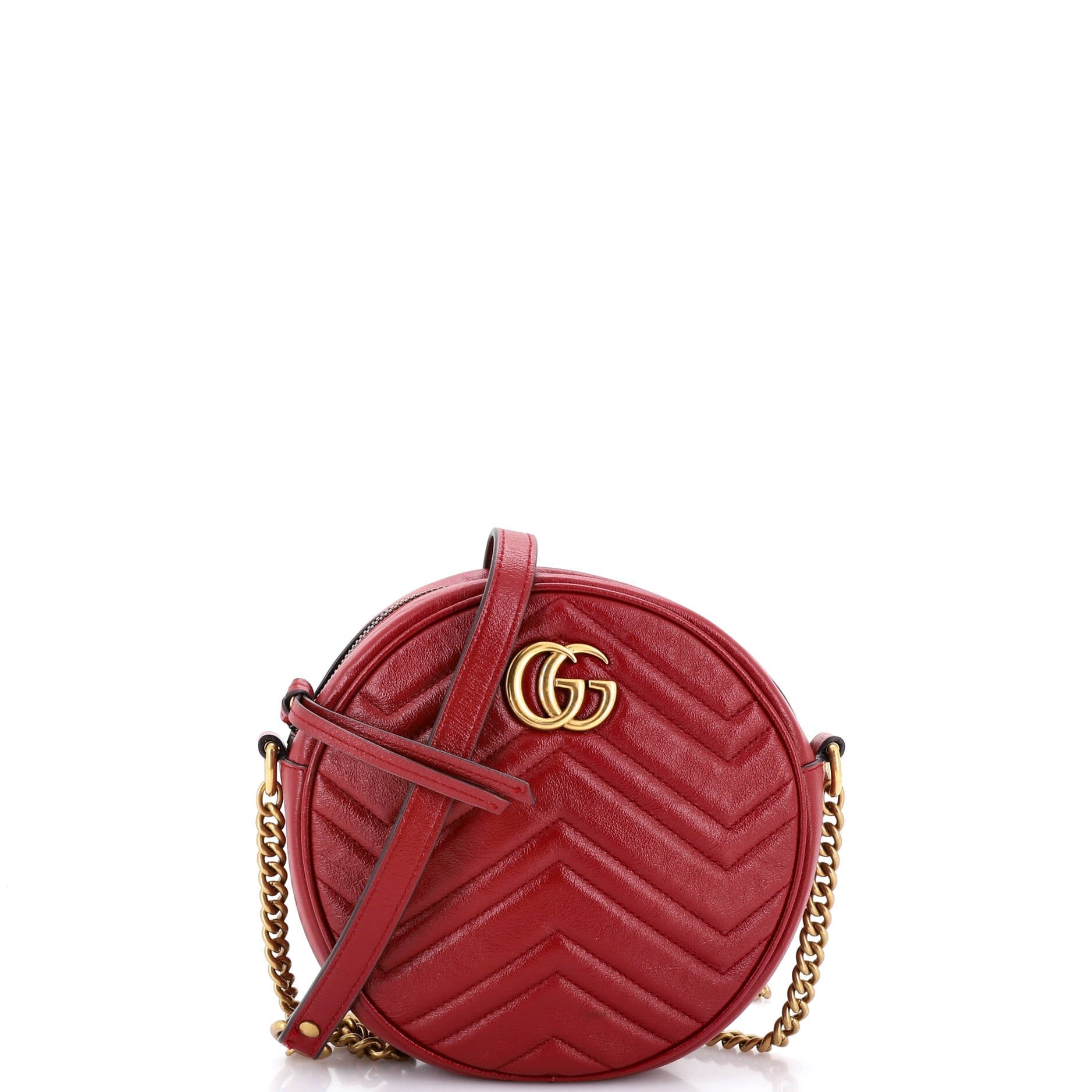 GG Marmont Round Shoulder Bag Matelasse Leather Mini