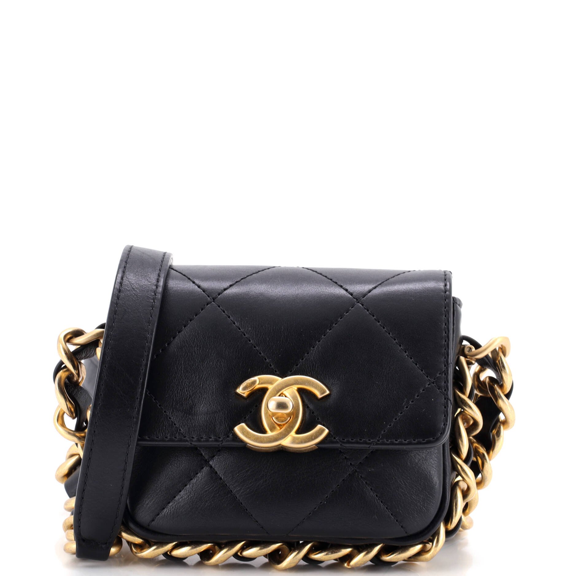 Framing Chain Flap Bag Quilted Calfskin Mini