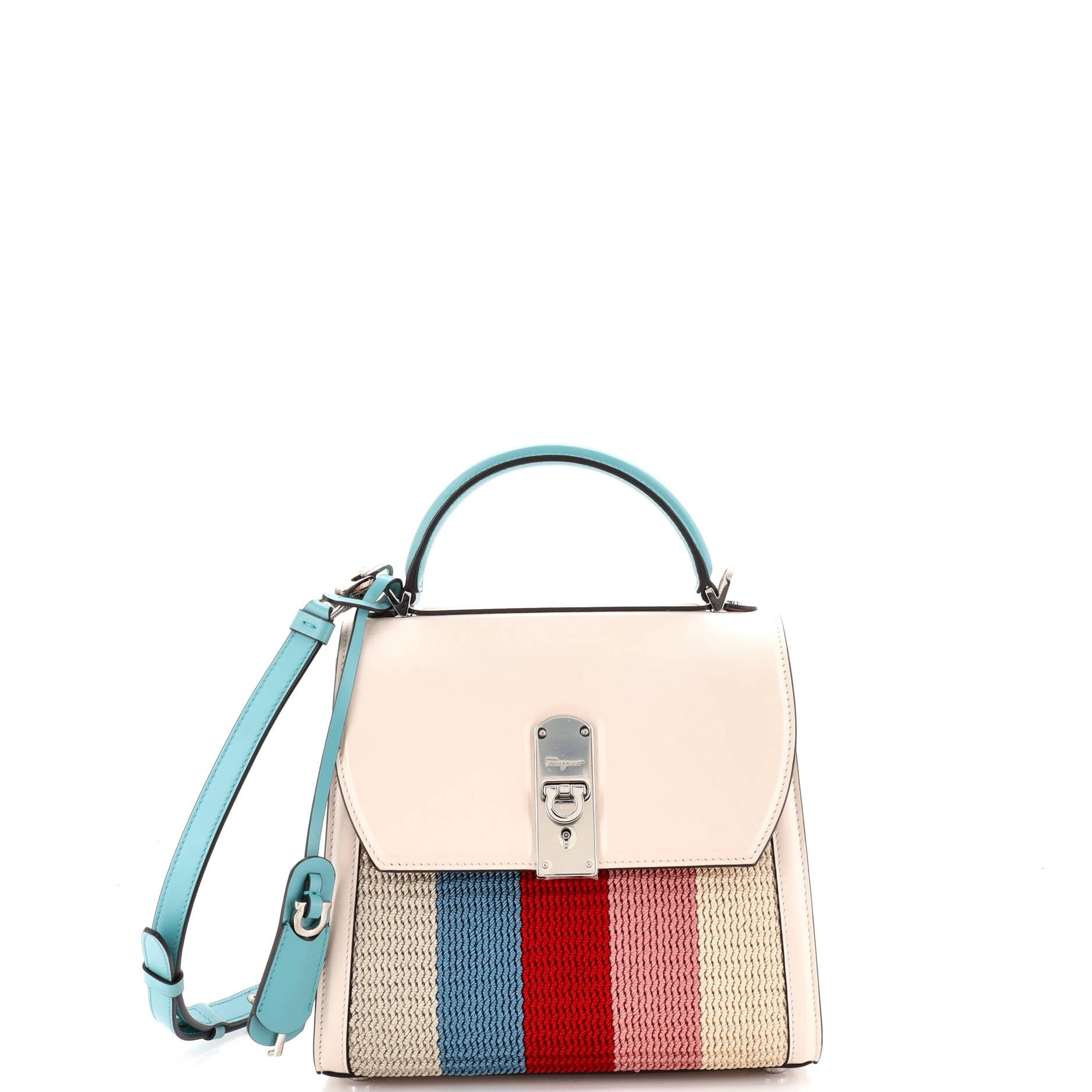 Boxyz Top Handle Bag Leather with Strpe Cord Medium