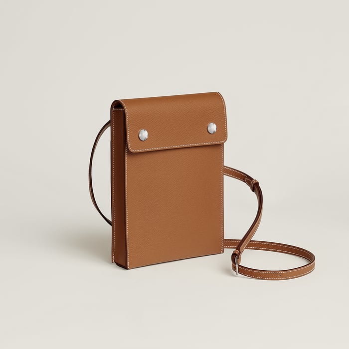 Gold Hermèsnap Vertical to Go Pouch