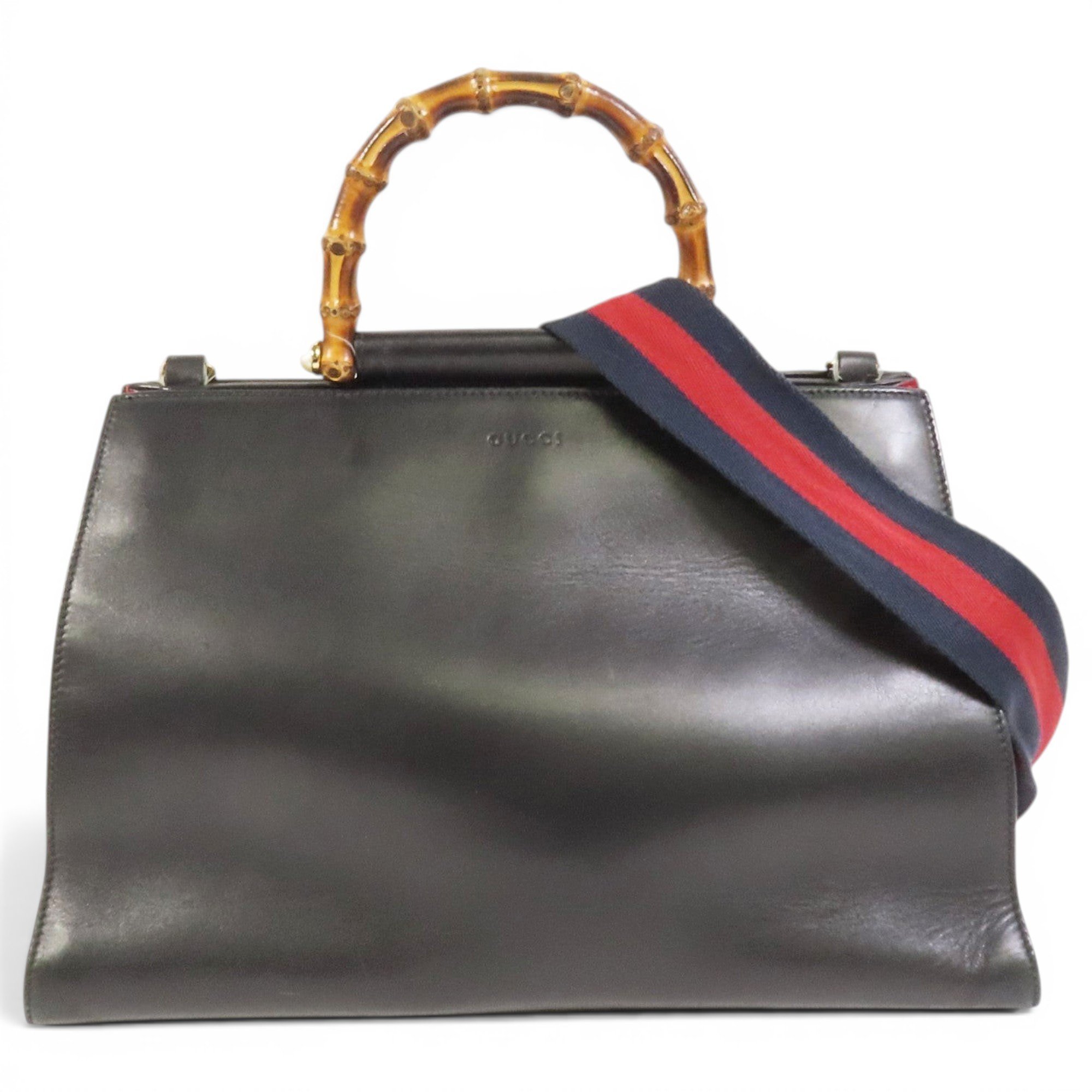 Bamboo Top Handle leather handbag