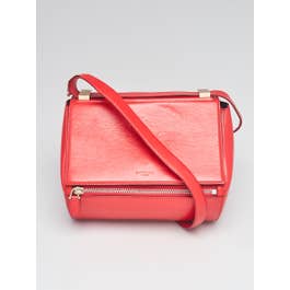 Givenchy Givenchy Red Grained Leather Pandora Box Medium Shoulder Bag
