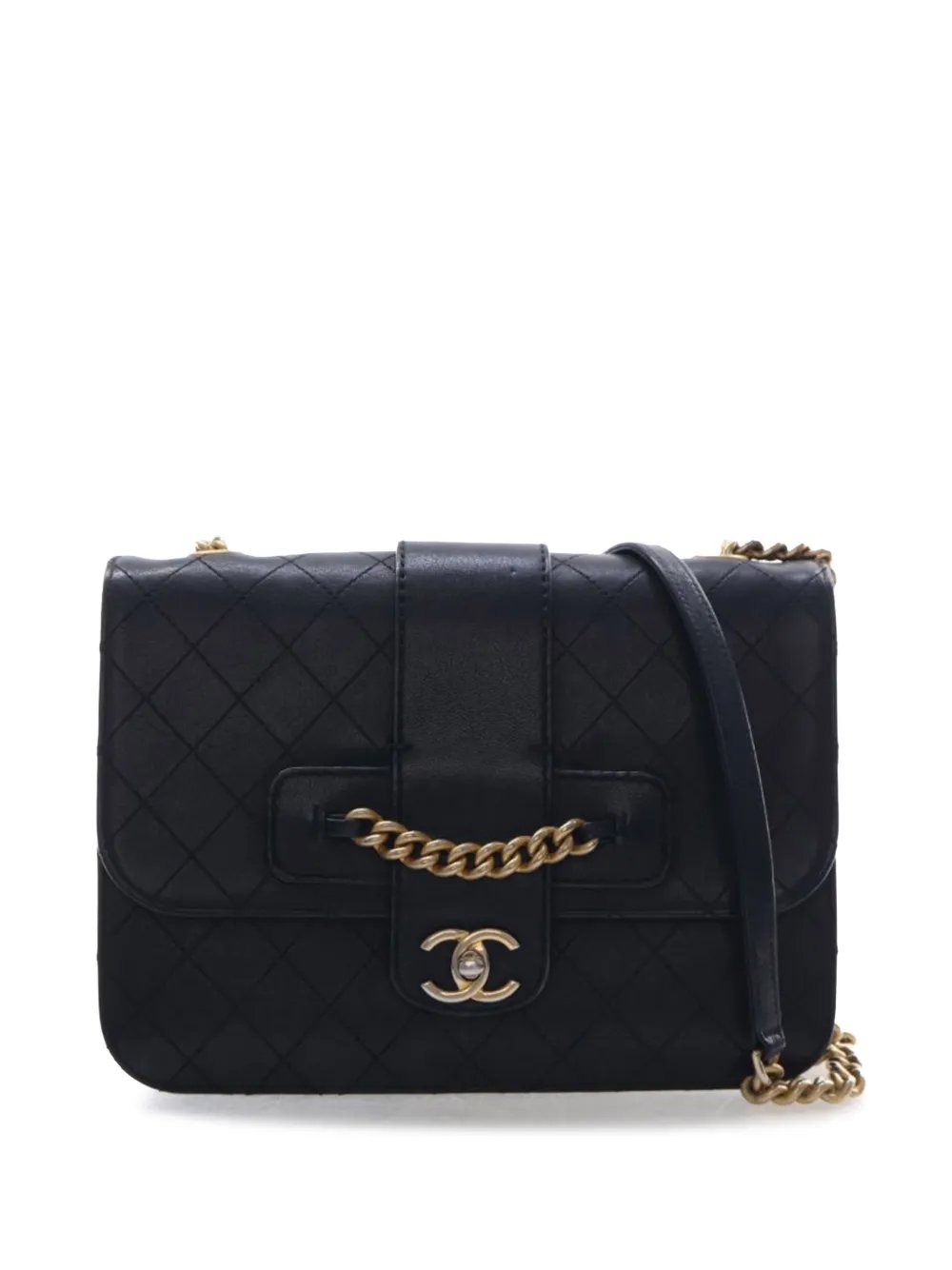 2017-2018 Large Quilted Sheepskin Front Chain Flap crossbody bag