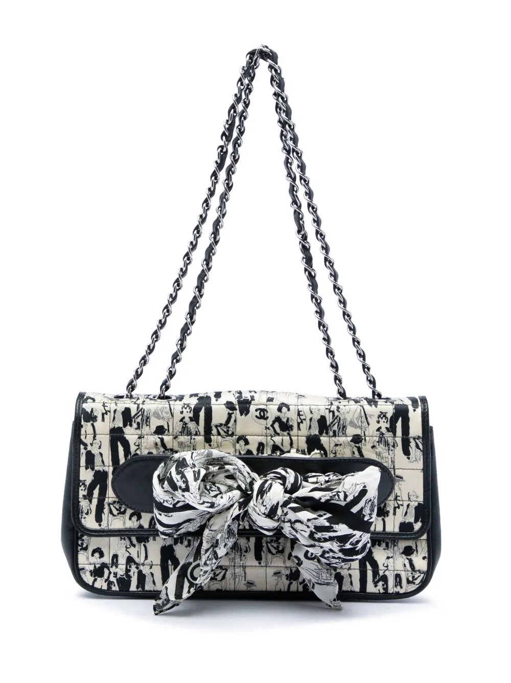 2003-2004 Silk and Lambskin Coco Mademoiselle Scarf Flap shoulder bag