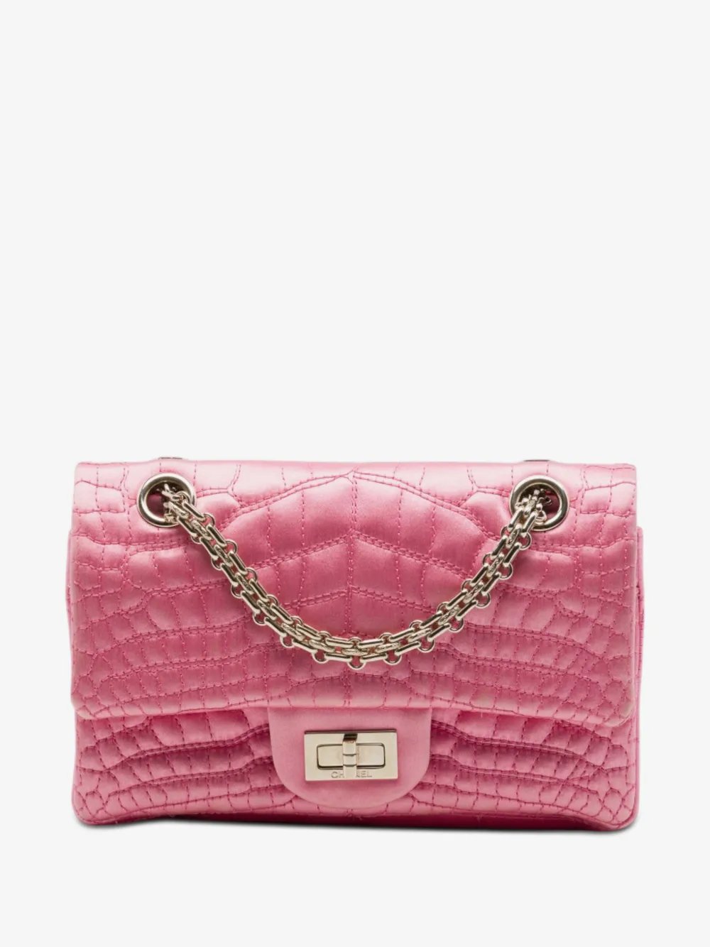 2008-2009 Coco Croc Quilted Satin Reissue 2.55 Double Flap 224 shoulder bag