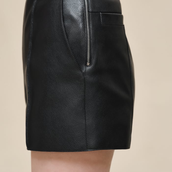 Noir Grained Goatskin Shorts
