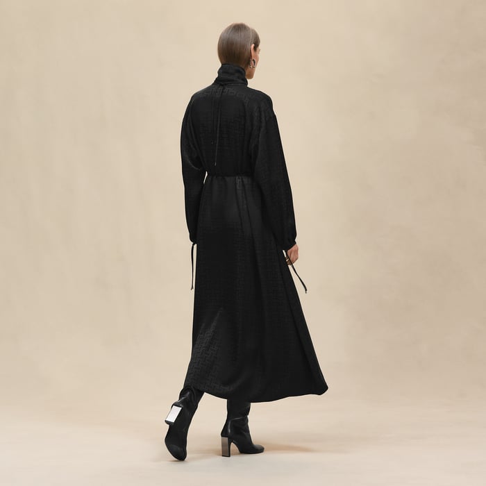 Noir "Mosaique" Drawstring Long Dress