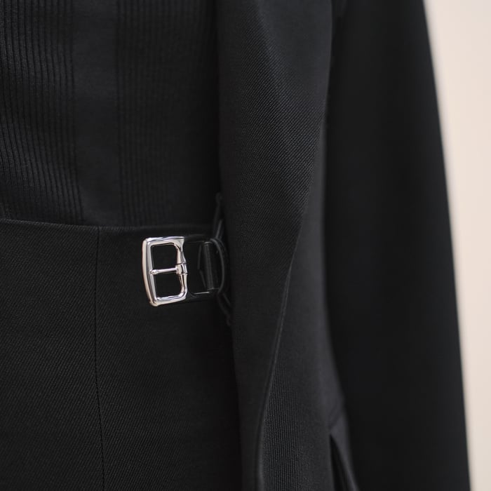 Noir Jacket With Leather Detail