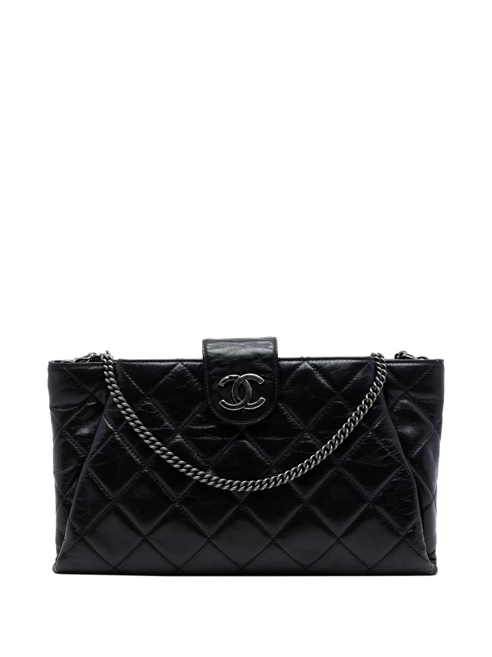 2014-2015 Quilted Glazed Calfskin Coco Pleats Chain Clutch crossbody bag