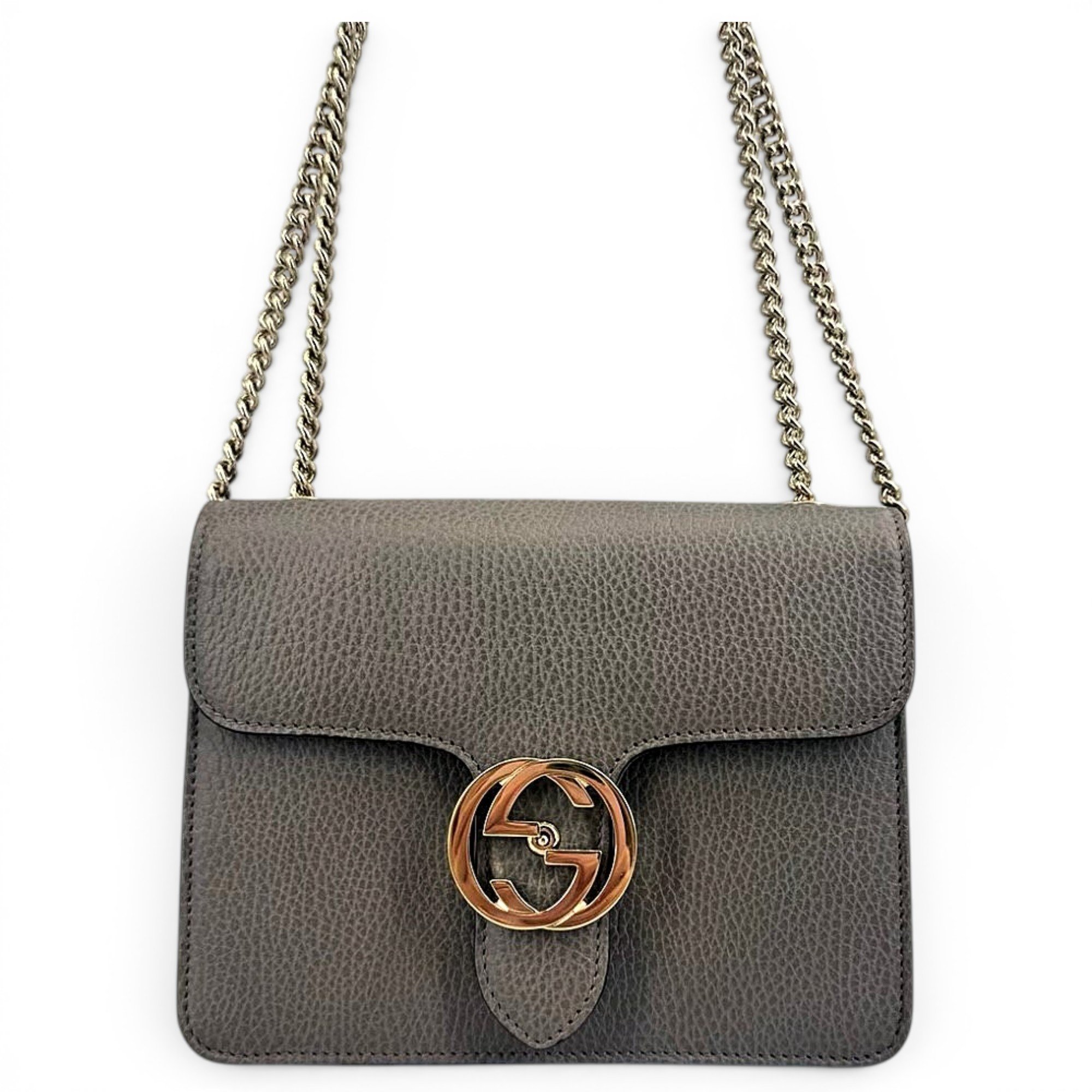 Interlocking leather handbag