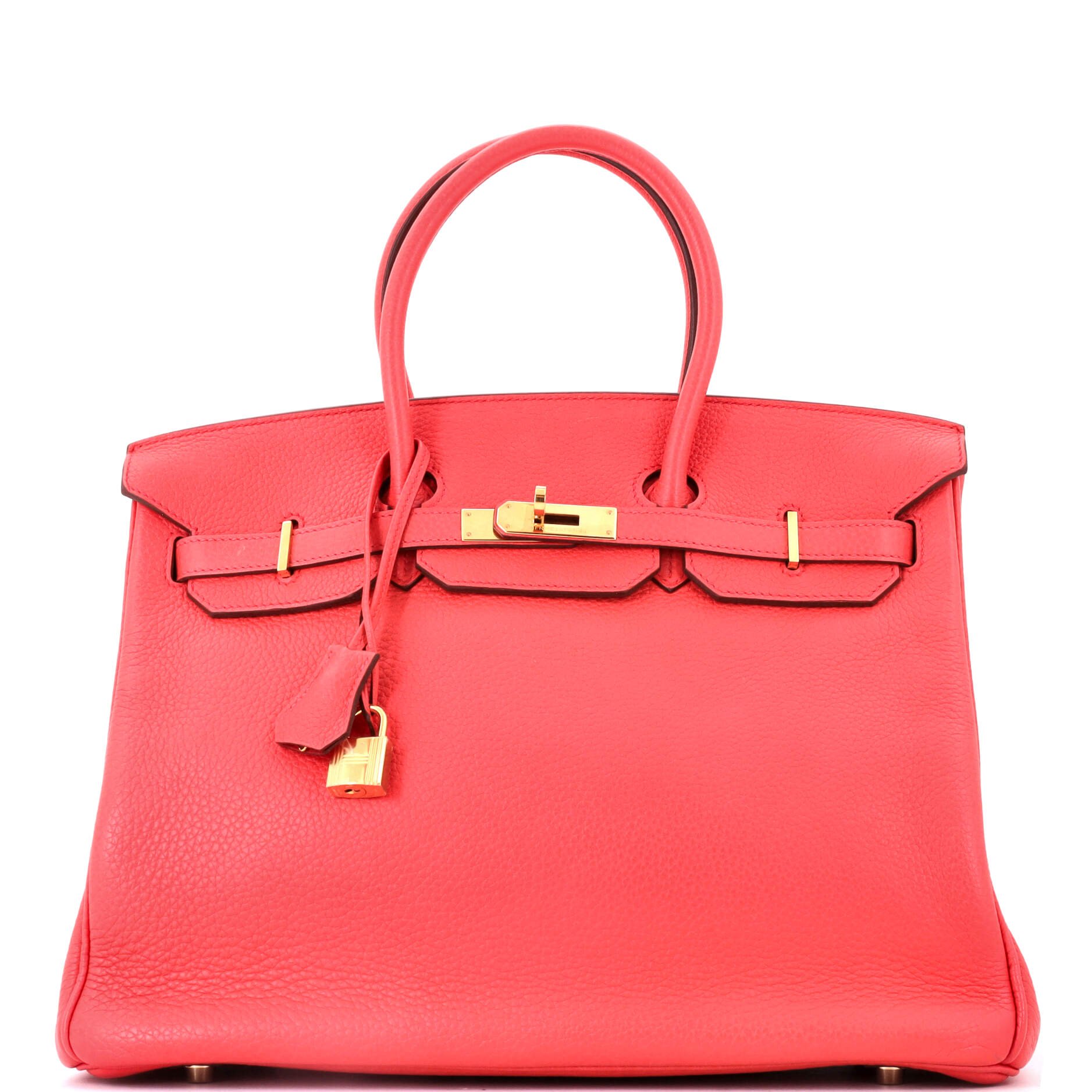 Hermes Birkin Handbag Bougainvillier Clemence with Gold Hardware 35