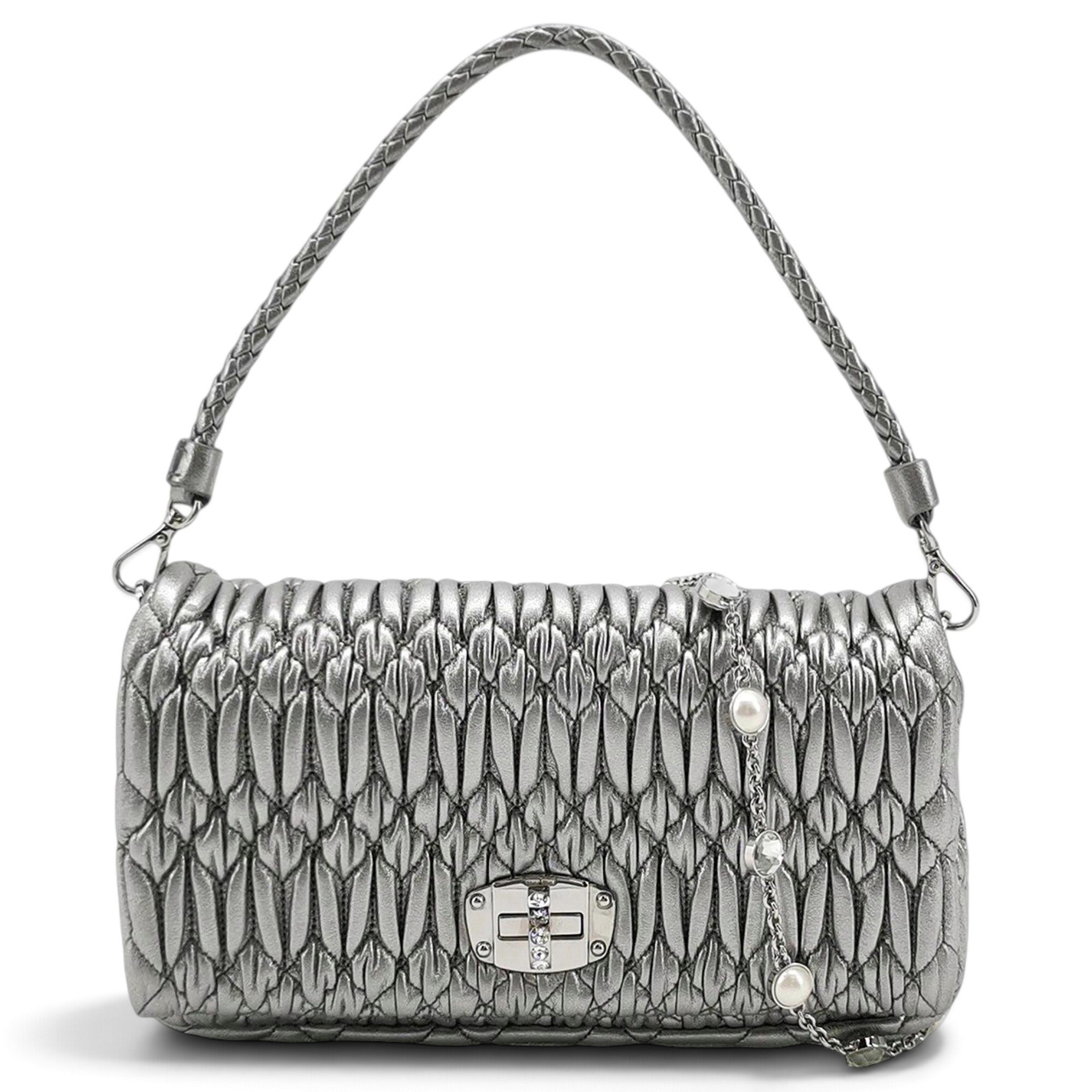 Miu Crystal leather handbag