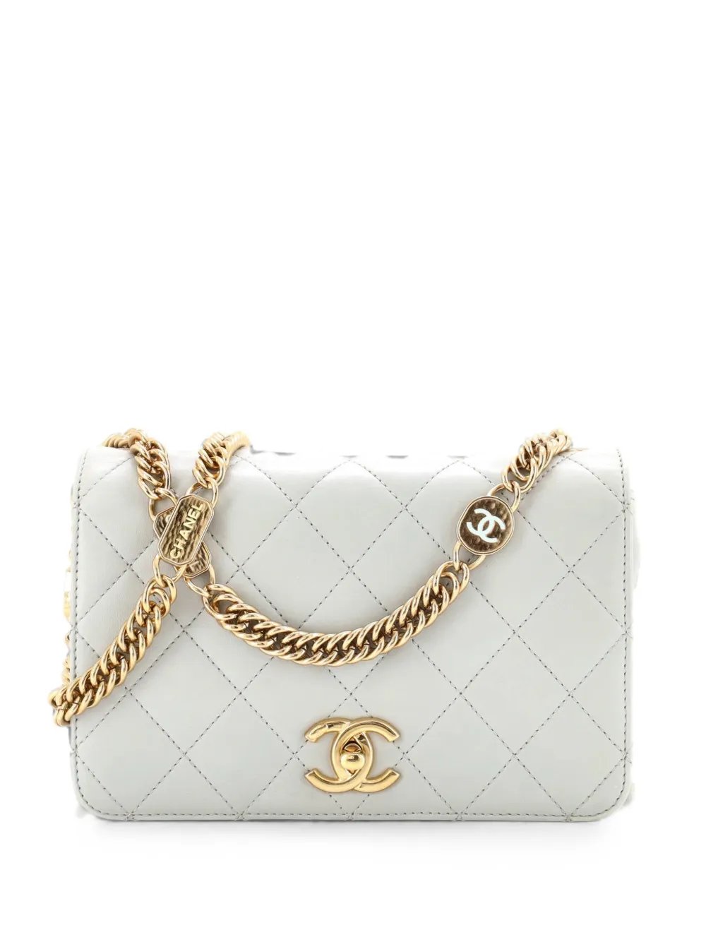 Logo Enamel Full Flap Bag Quilted Lambskin Mini shoulder bag