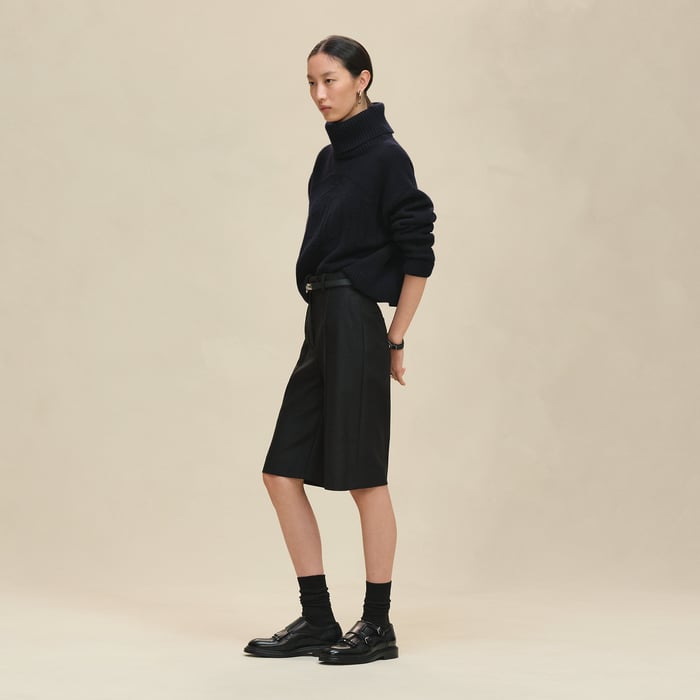 Bleu Noir Cashmere "H Lift" Long-sleeve Sweater