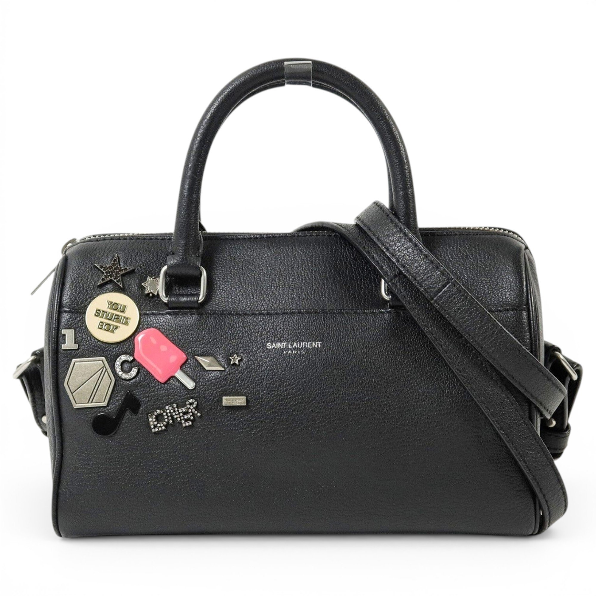 Duffle leather handbag