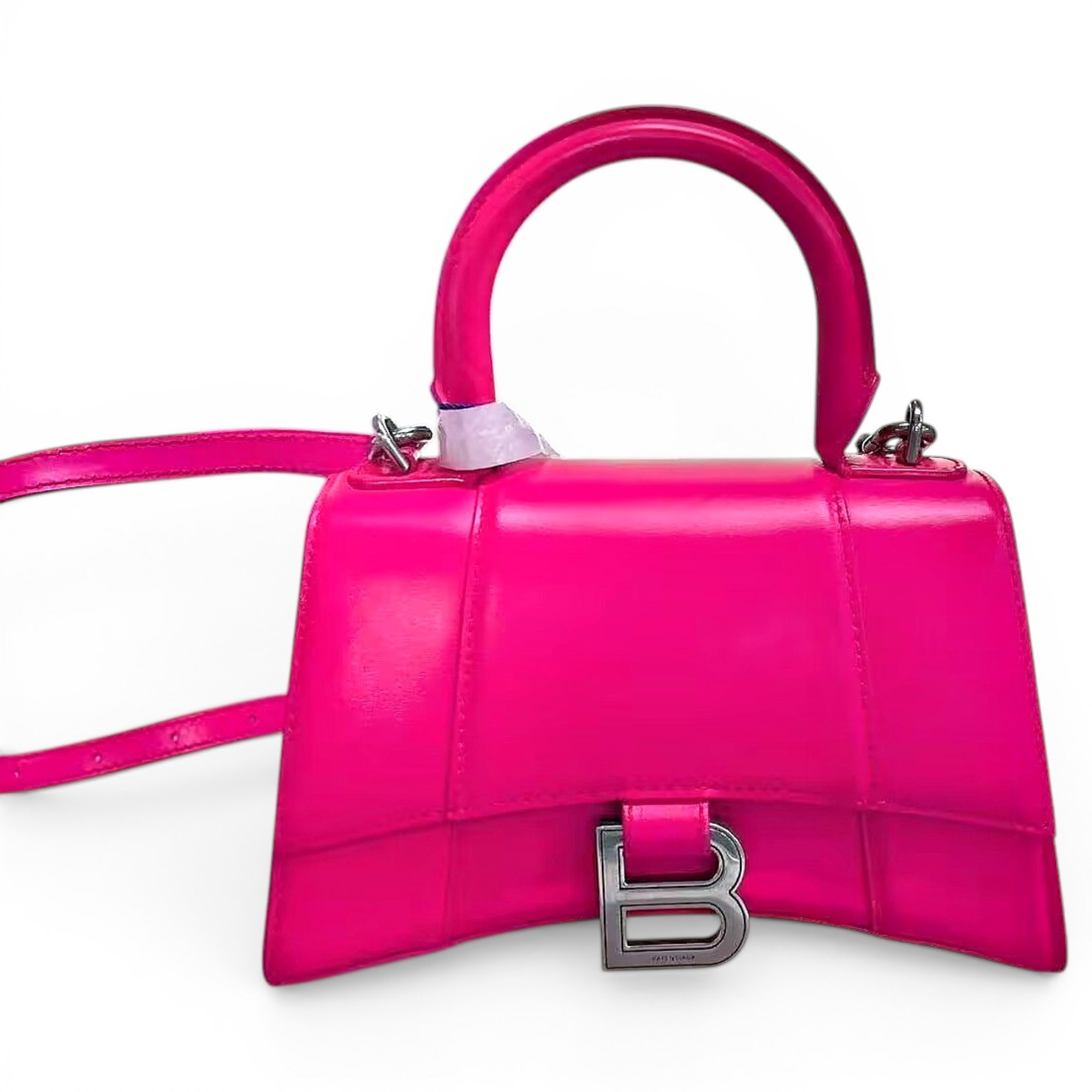 Hourglass leather handbag
