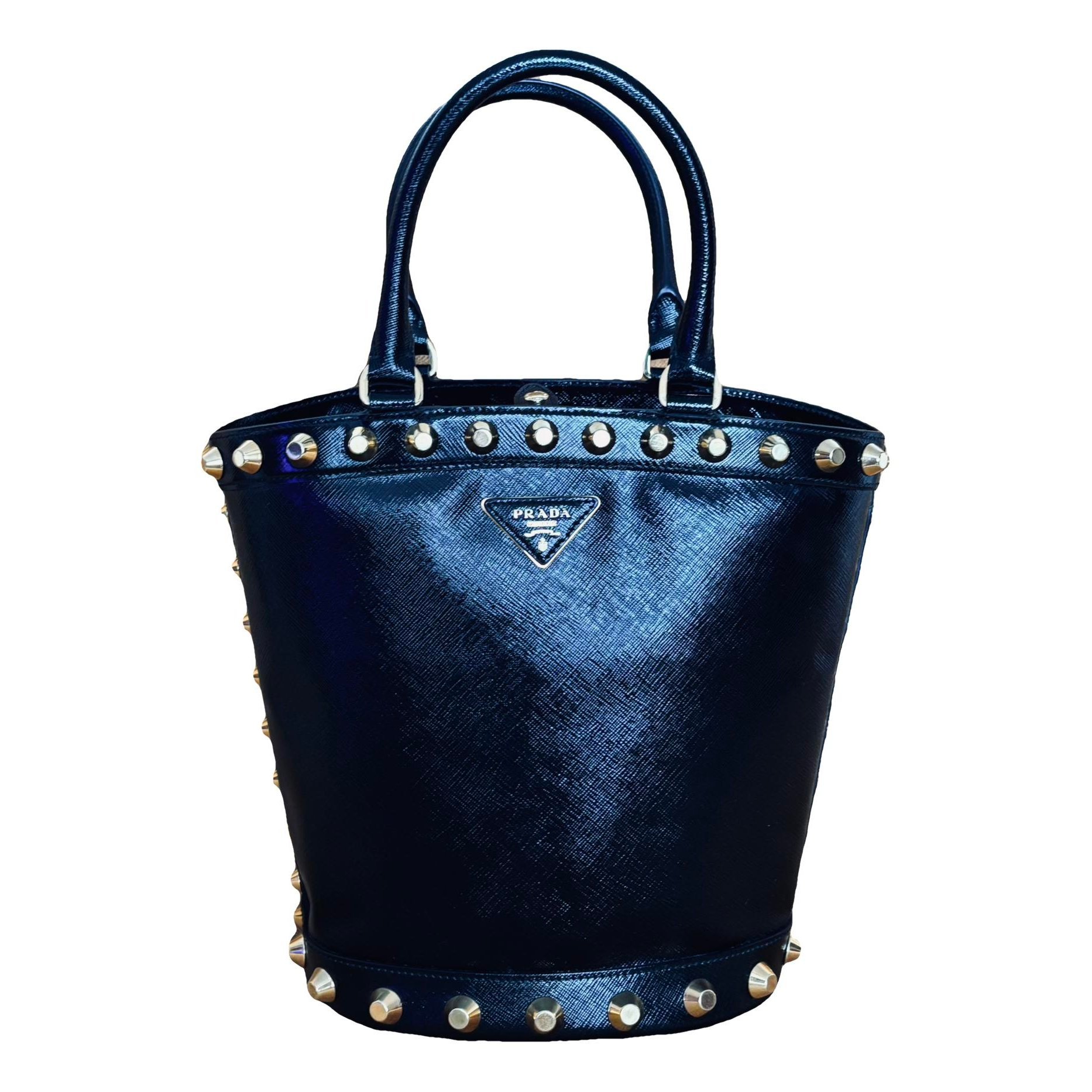 Buckle leather handbag