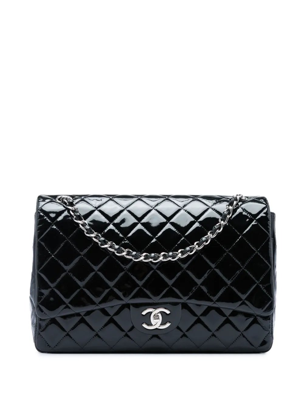 2011 Maxi Classic Patent Double Flap shoulder bag