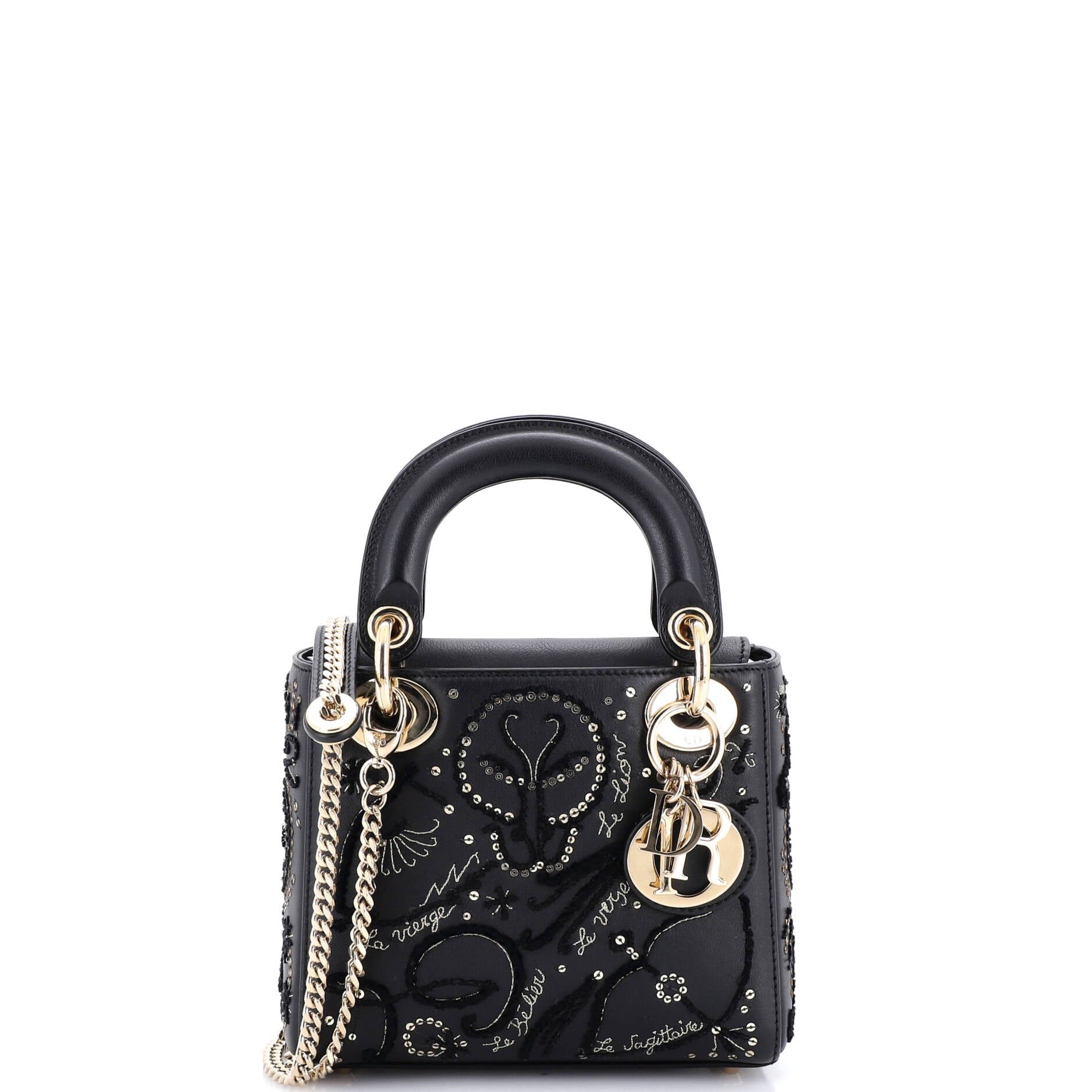 Lady Dior Chain Bag Embroidered Calfskin Mini