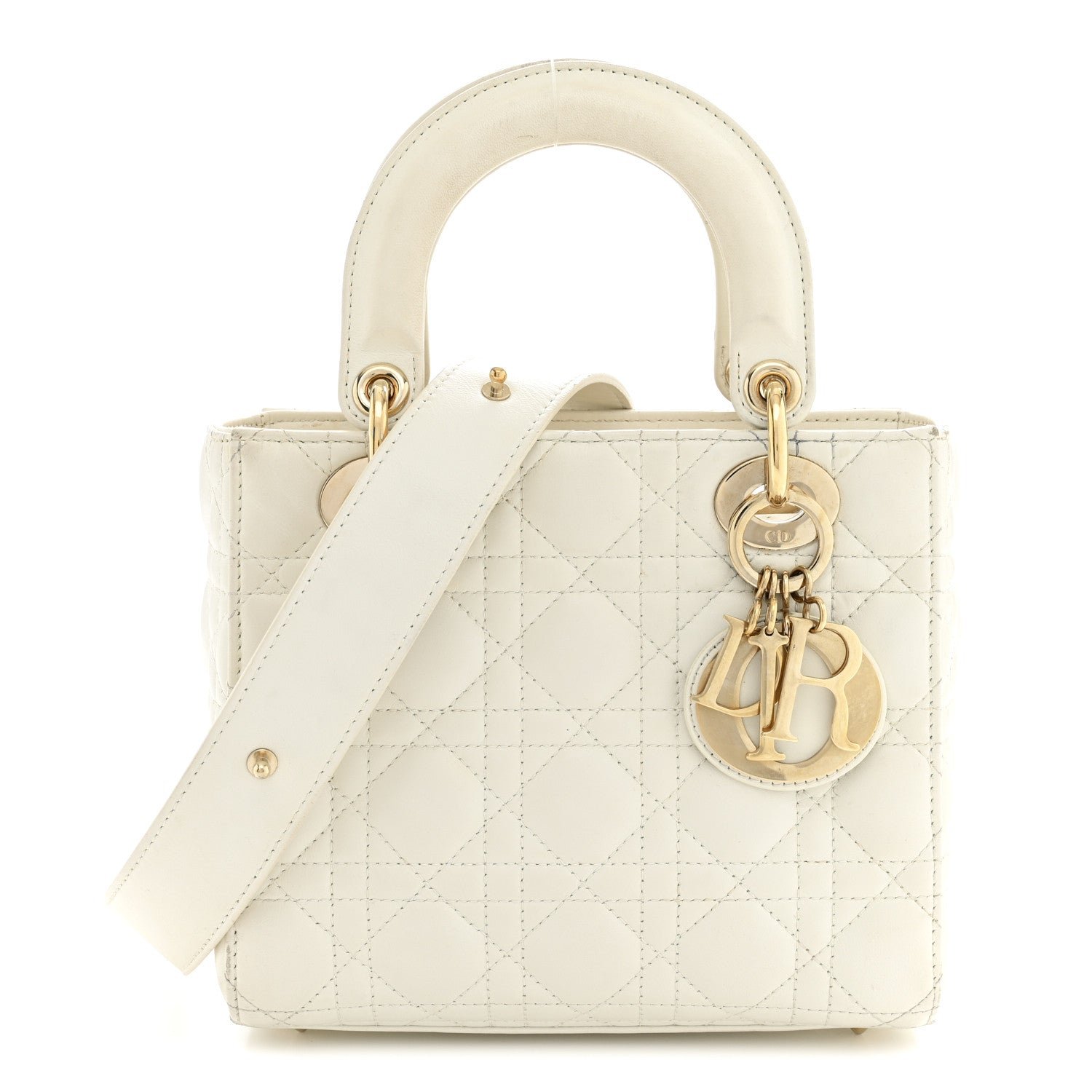 Christian Dior Lambskin Cannage Small My ABCDior Lady Dior White