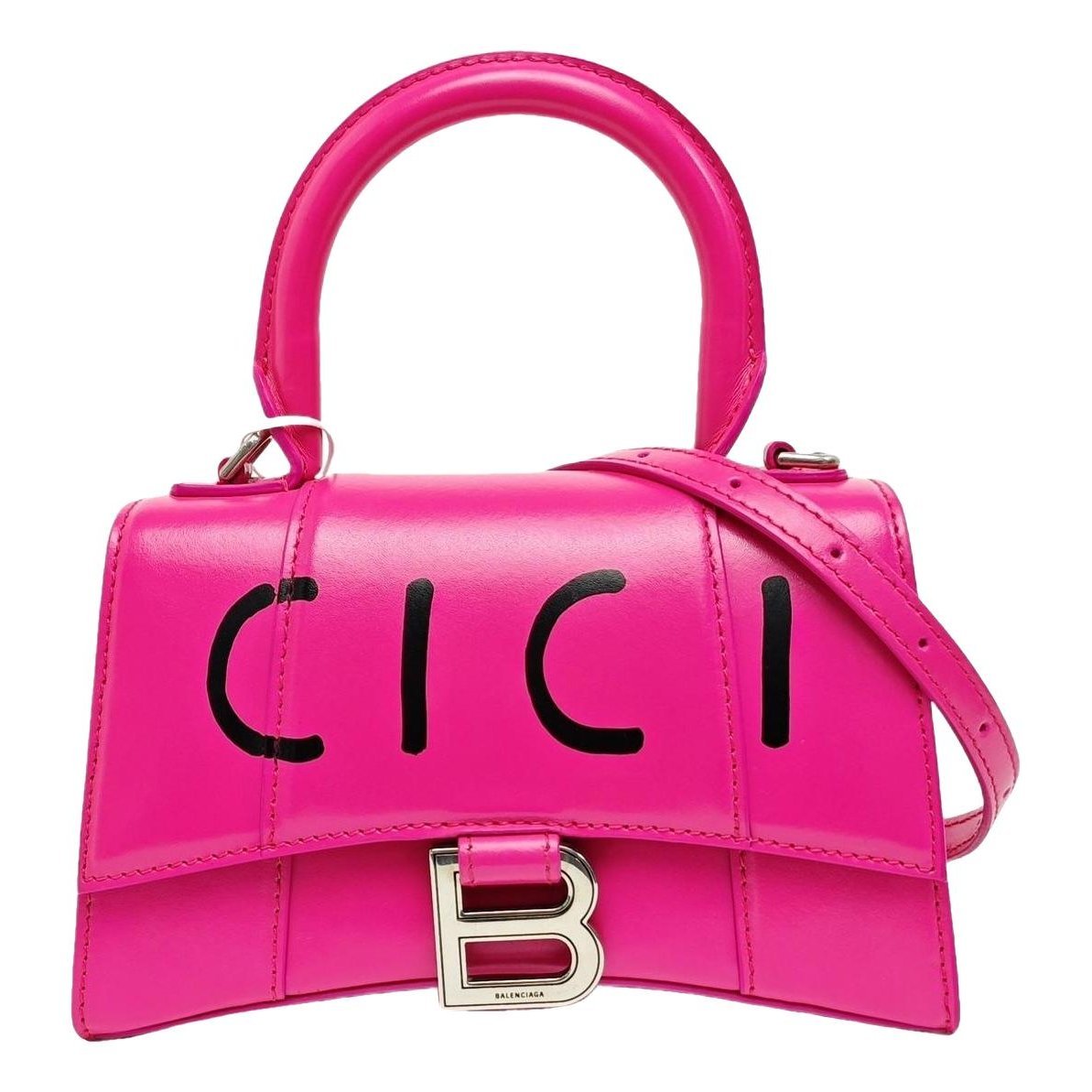 Hourglass leather handbag