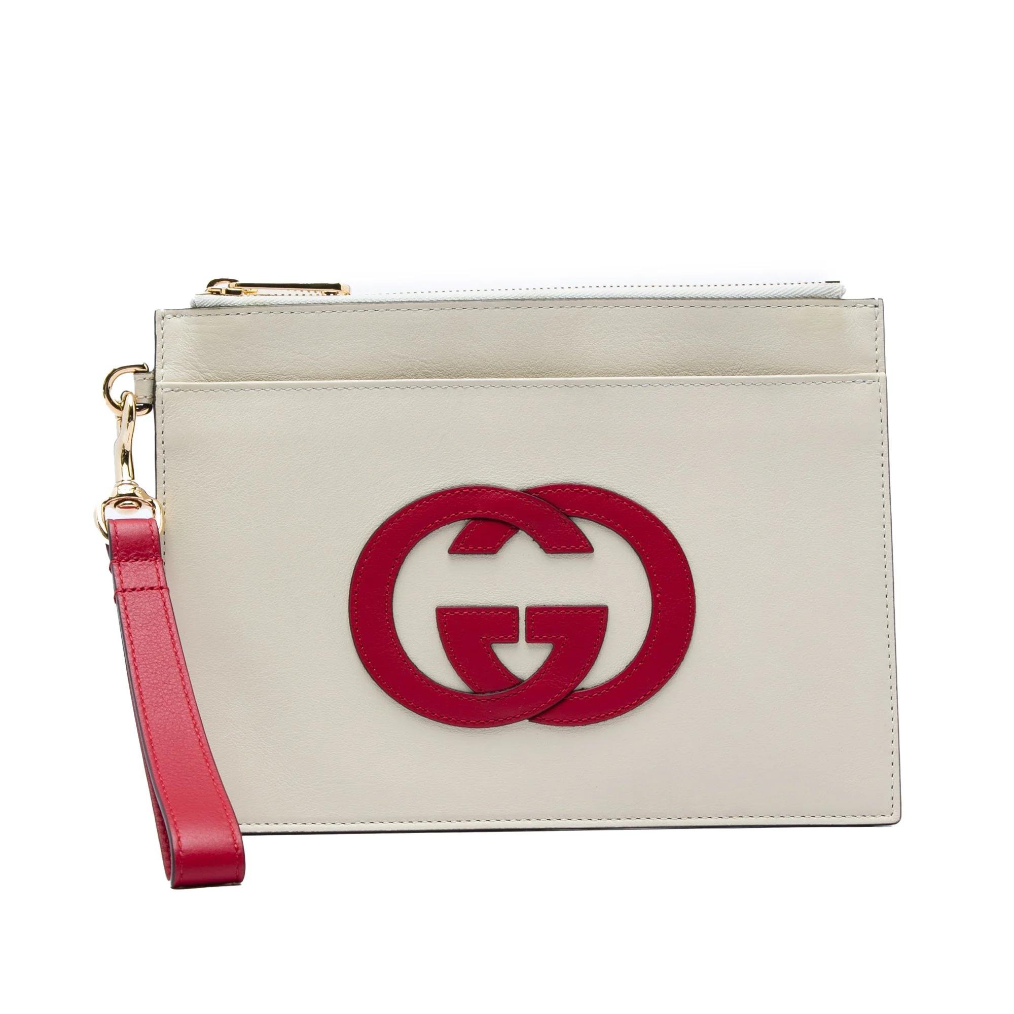 Interlocking leather clutch bag