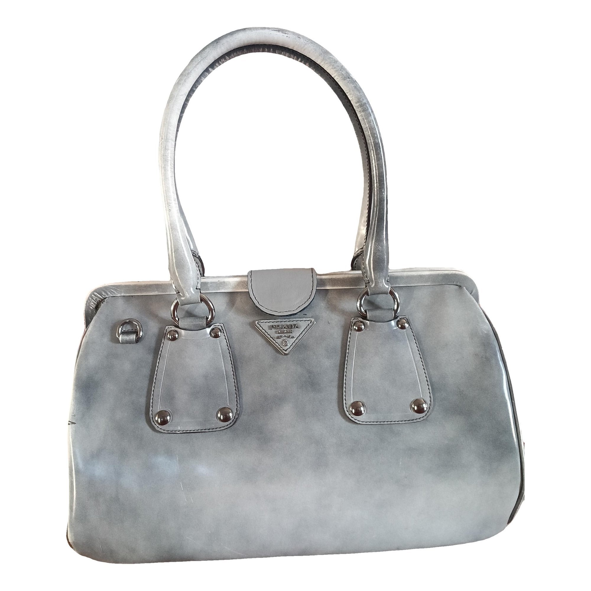 Pyramid leather handbag