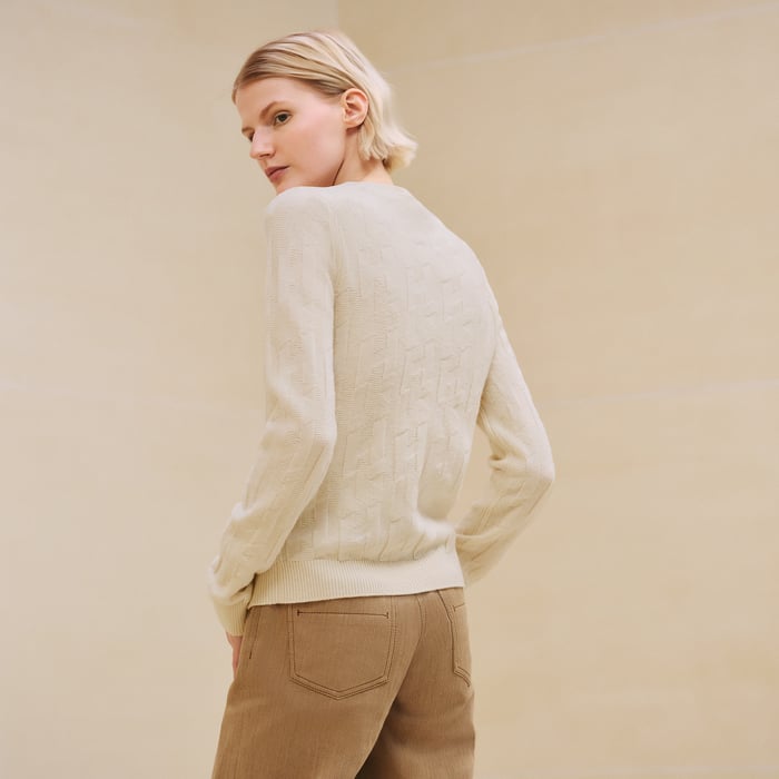 Blanc Naturel Cashmere "H" Long-sleeve Sweater
