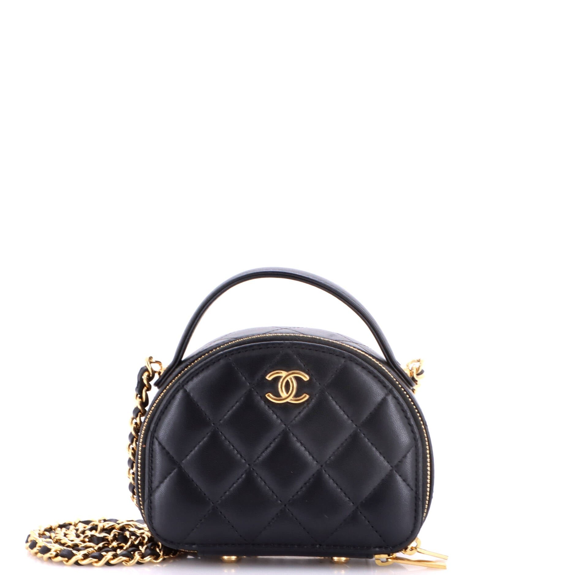 Chic Riviera Vanity Case with Chain Quilted Lambskin Mini