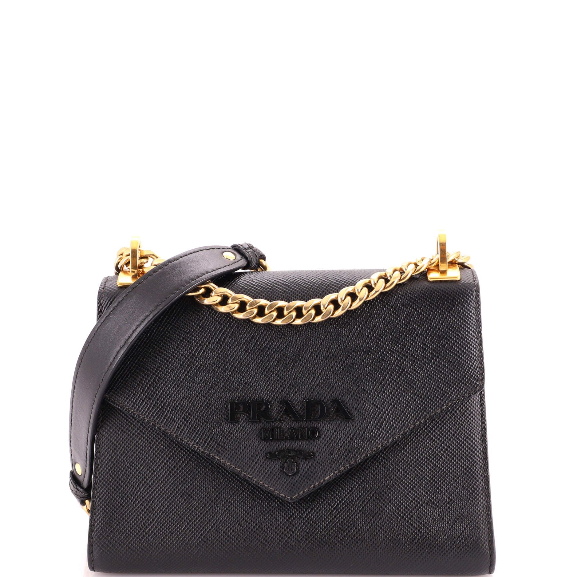 Monochrome Shoulder Bag Saffiano Leather Small